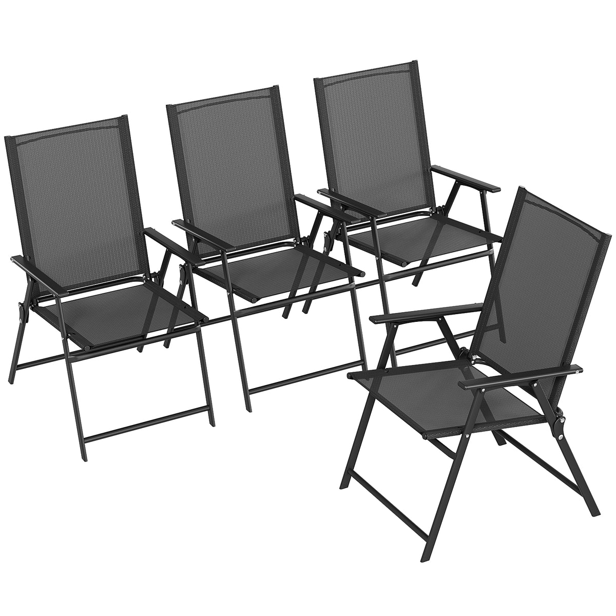 Arlopu 2pcs Patio Folding Chairs, Portable Dining Chairs, Outdoor Lawn Chairs w/ Breathable Textilene & E-Coating, Armrests & High Back, All Weather for Deck, Garden, Poolside, Yard & Camping