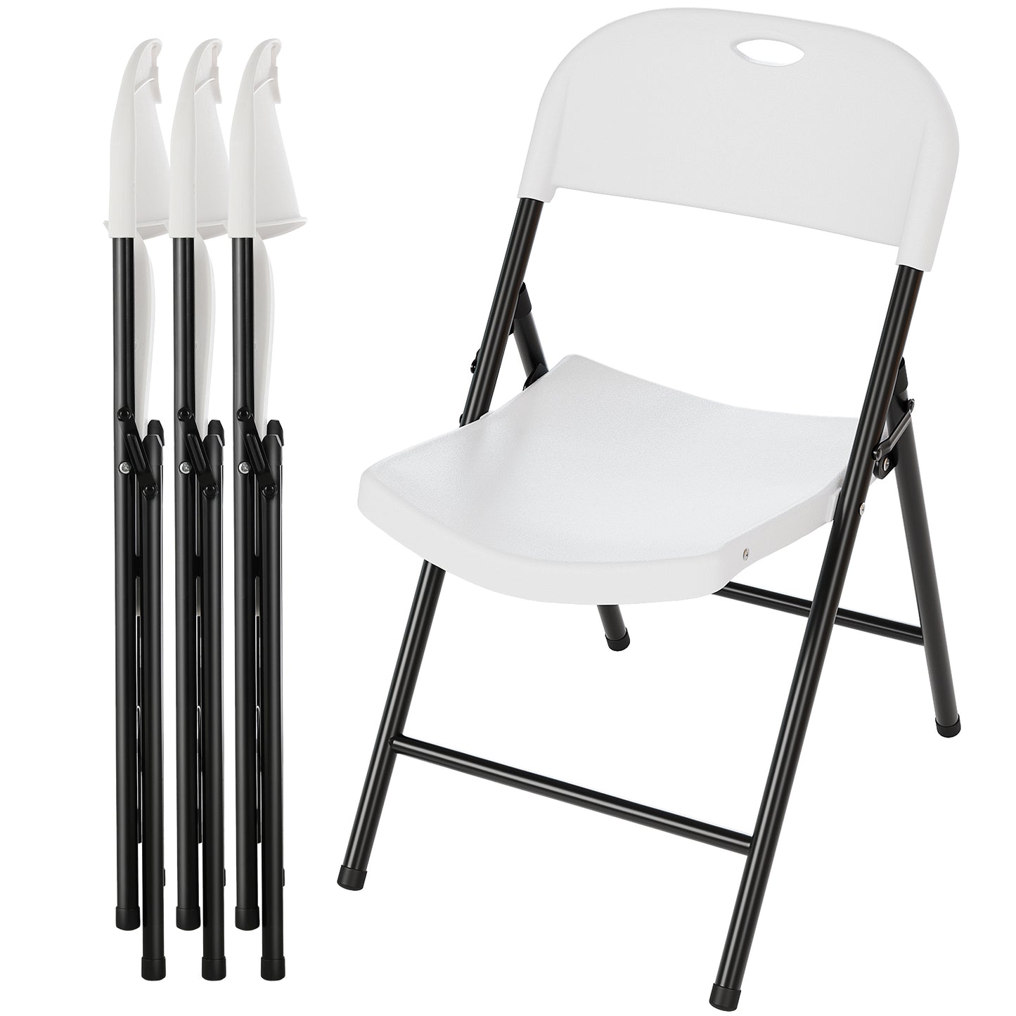 Arlopu 4/6/8/10/12/16/20 Pack Commercial Plastic Folding Chairs Stackable Wedding Party Chairs Portable Chairs for Outdoor Indoor, 350 lbs Capacity