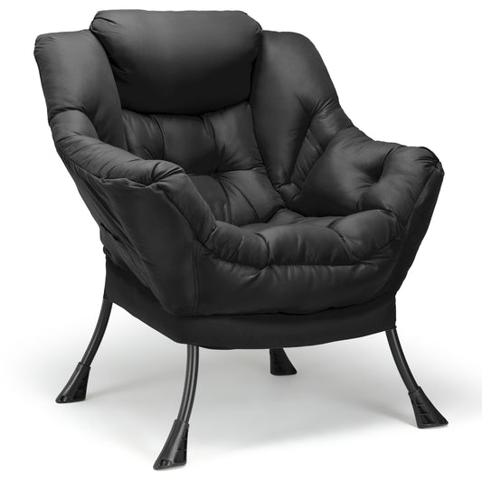 Arlopu Lazy Chair, Modern Lounge Reading Chair with Side Pocket, Upholstered Armchair for Living Room, Bedroom and Dorm