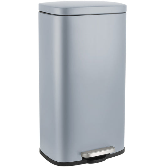 Arlopu 50L/13.2 Gallon Step Trash Can, Rectangular Stainless Steel Kitchen Garbage Bin, Blue