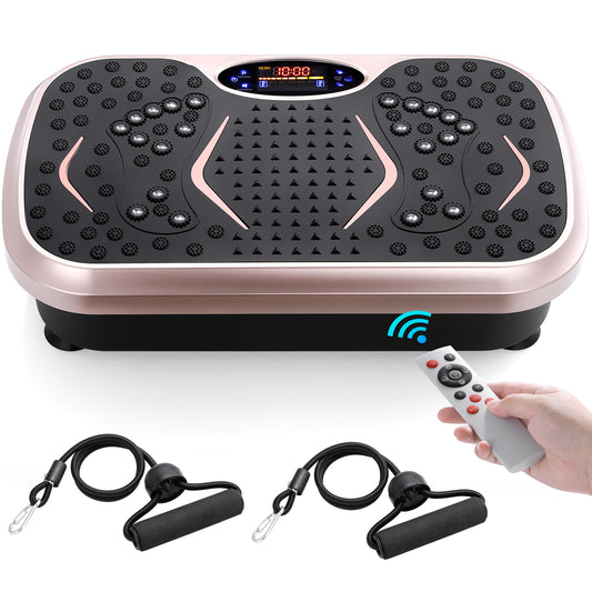 Arlopu 3D Vibration Plate Exercise Machine Whole Body Workout Shake Board Vibration Platform with Two Bands