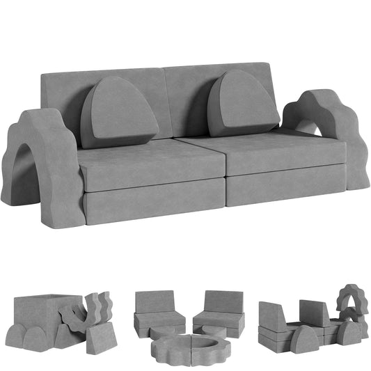 Arlopu Kid's Couch Sofa 10Pcs Creative Modular Toddler Couch Convertible Toddler Play Sofa