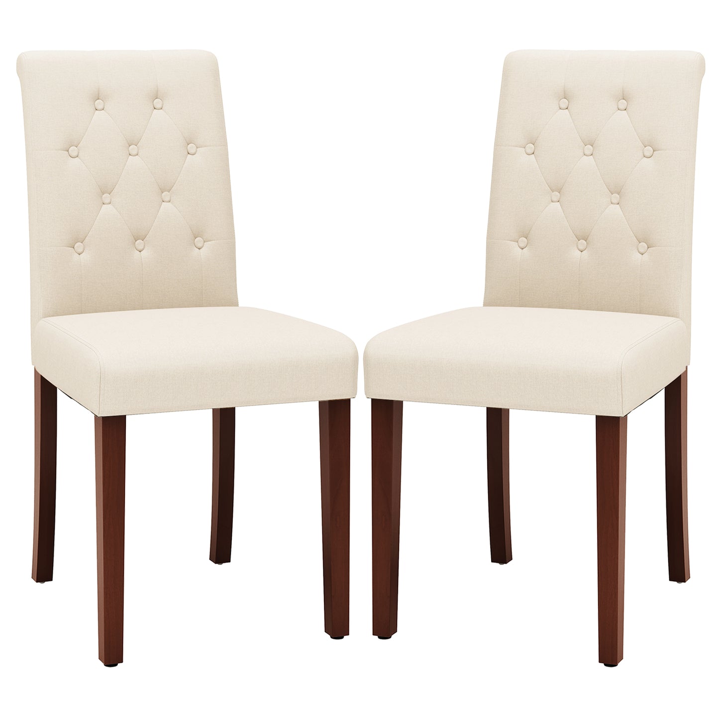 Arlopu Upholstered Dining Chairs Set of 2, Button Tufted Dining Chairs, Solid Wood Legs, Modern Armless Side Chairs for Dining Room & Kitchen