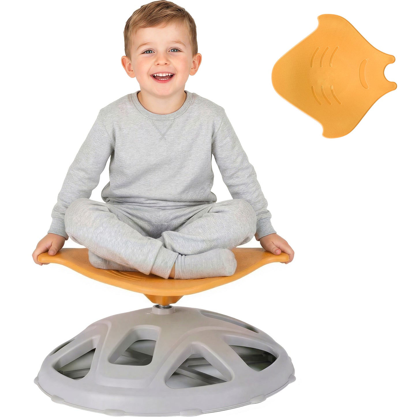 Arlopu Kids Sensory Spinning Chair, Manta-Shaped Sensory Swivel Chair, Autistic Kids Sensory Toy Chair for Coordination Balance Focus, Blue