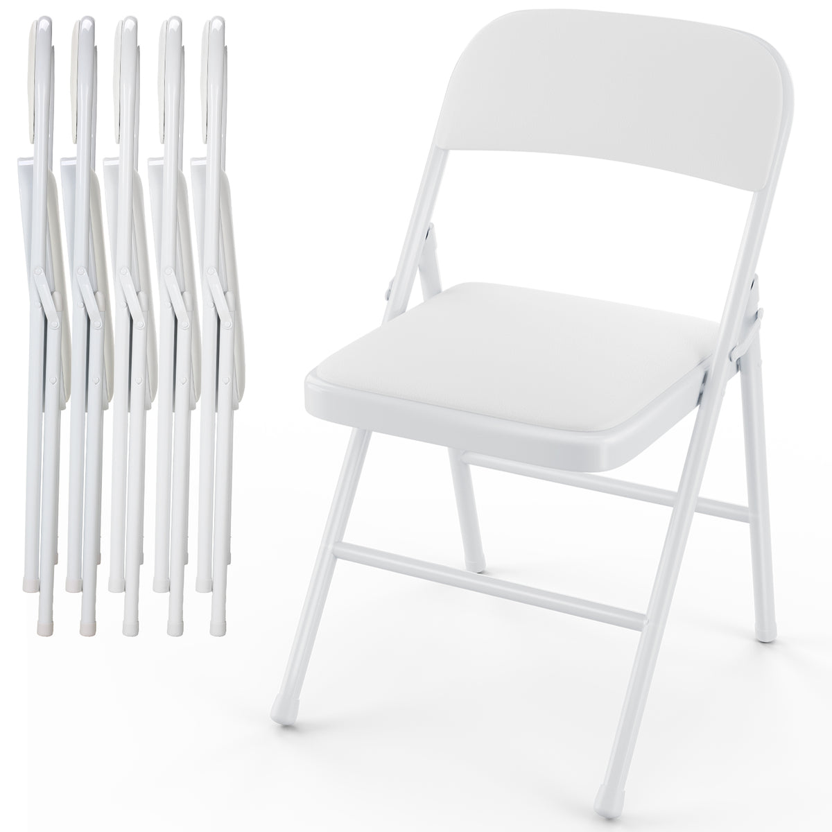 Arlopu 4/6/8/10/12 Pack Folding Chairs, Convenient Leather Padded Folding Chairs
