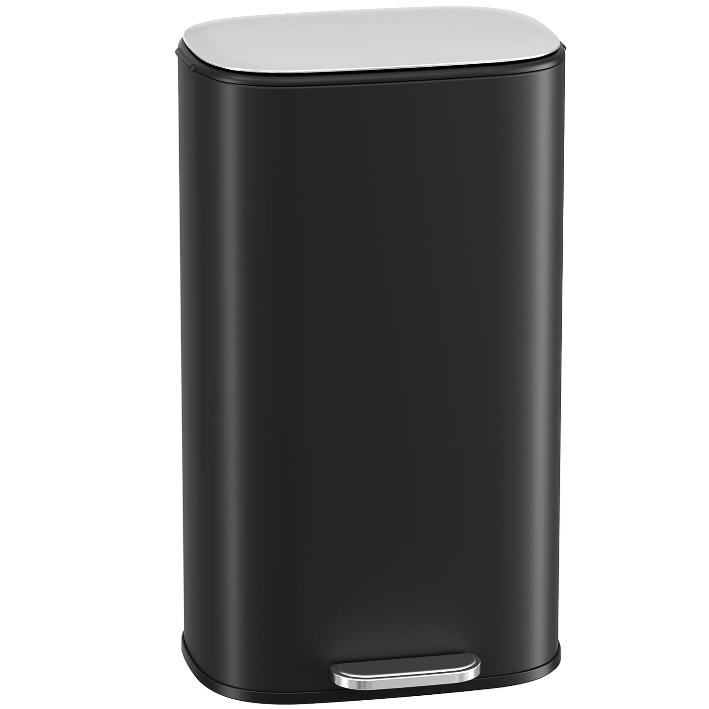 Arlopu 8 Gallon Step Trash Can, Stainless Steel Garbage Bin with Soft-Close Lid for Kitchen, Home, Black