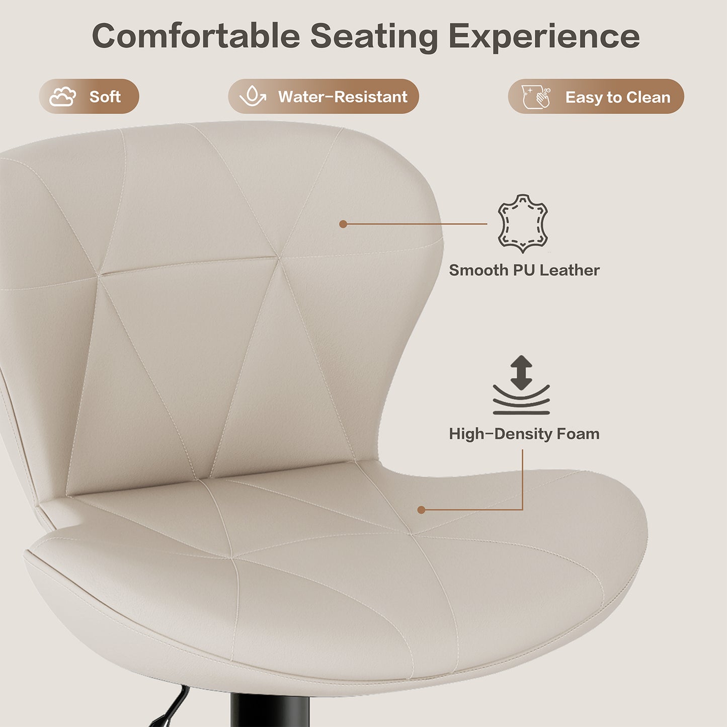 Arlopu Bar Stools Set of 4, Adjustable Swivel PU Leather Counter Seats, Counter Height Barstools with Back & Footrest for for Bar/ Kitchen/Dining Room