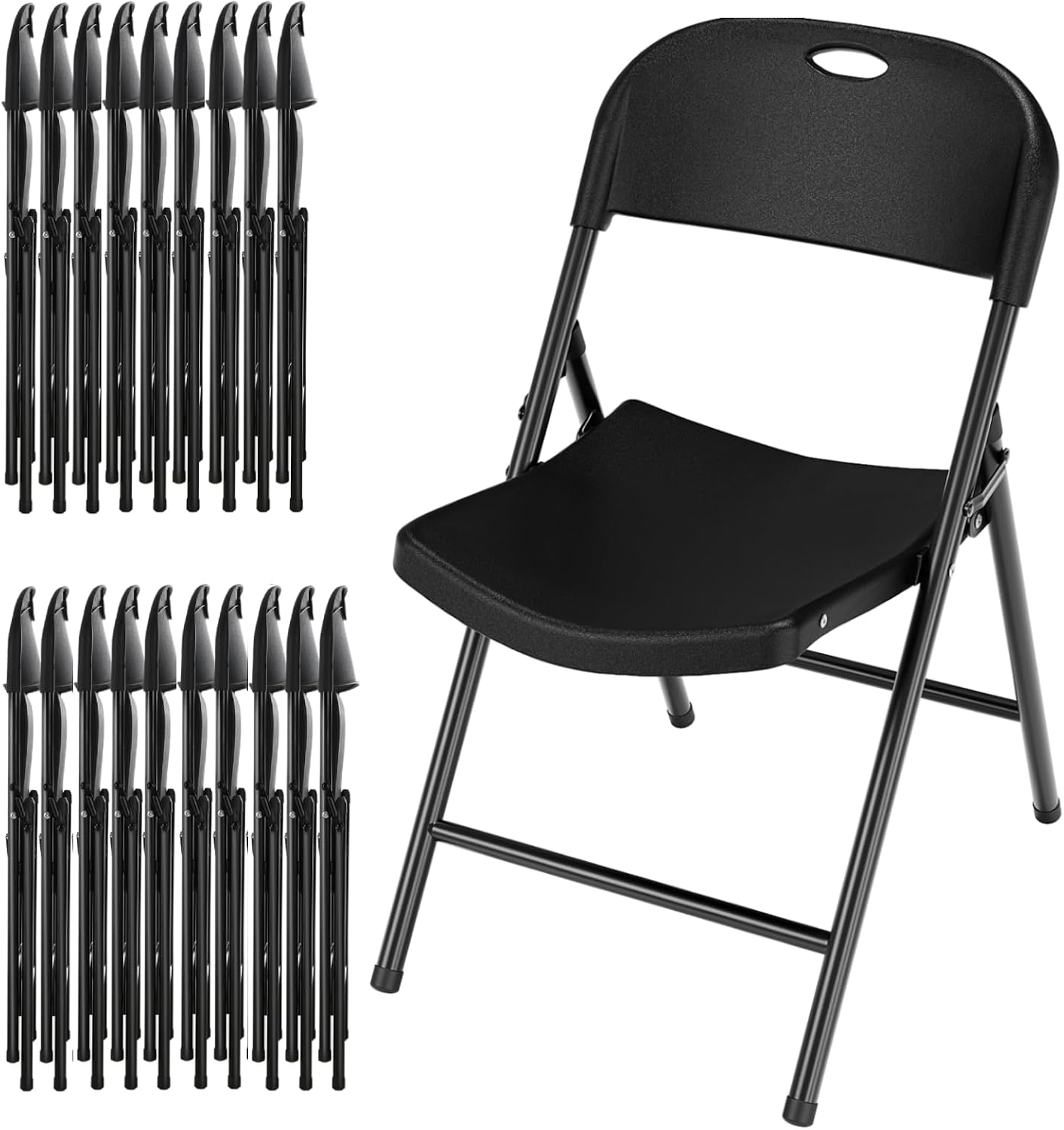 Arlopu 4/6/8/10/12/16/20 Pack Commercial Plastic Folding Chairs Stackable Wedding Party Chairs Portable Chairs for Outdoor Indoor, 350 lbs Capacity