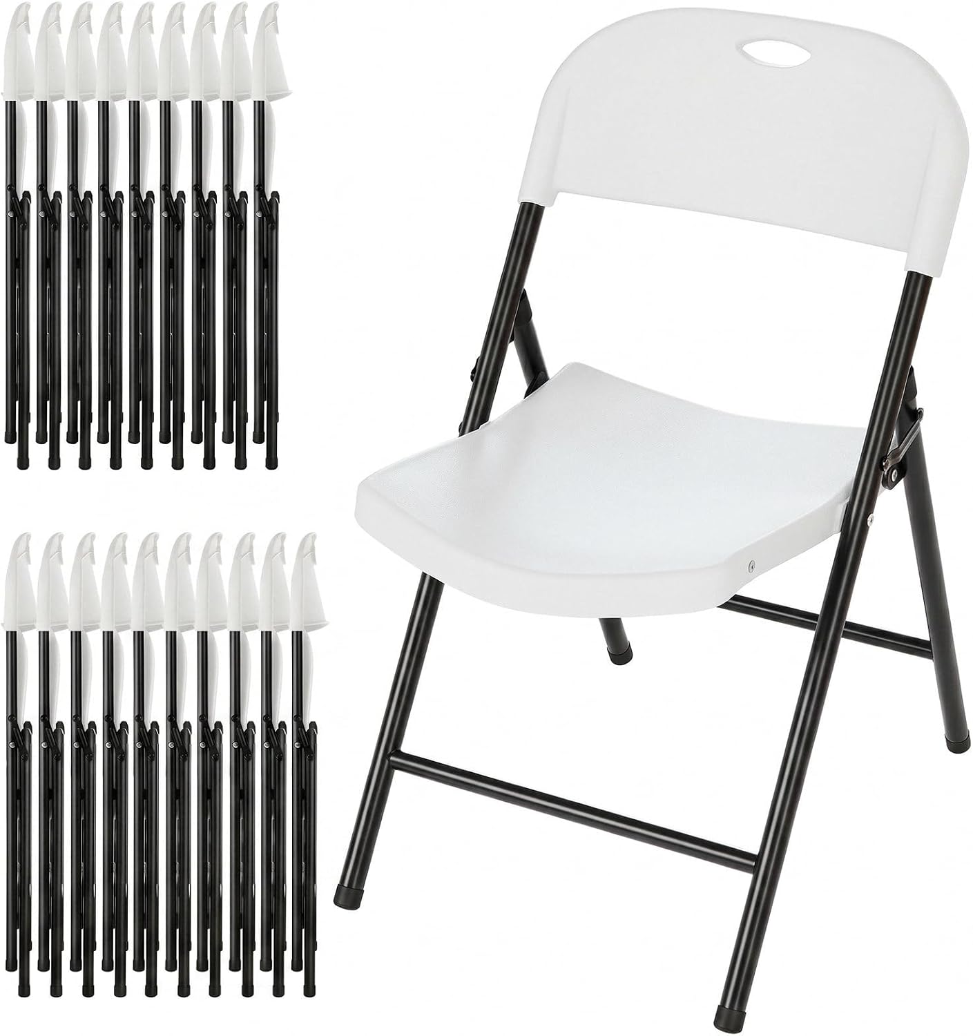 Arlopu 4/6/8/10/12/16/20 Pack Commercial Plastic Folding Chairs Stackable Wedding Party Chairs Portable Chairs for Outdoor Indoor, 350 lbs Capacity