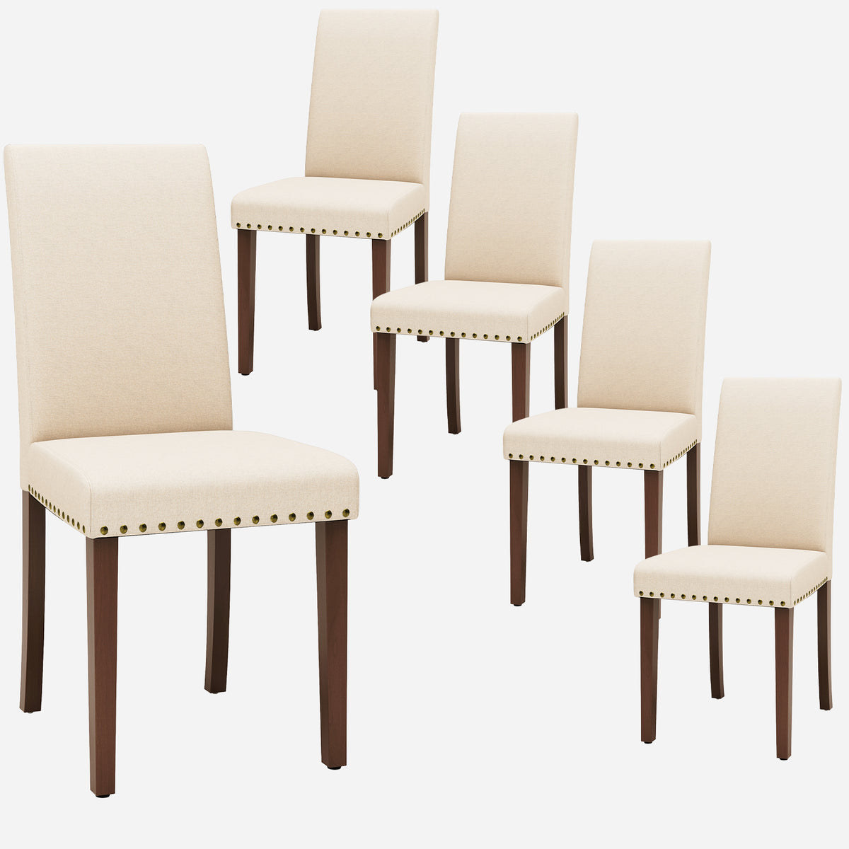 Arlopu Dining Chairs Set of 2, Upholstered Parsons Dining Chairs with Nailhead Trim, Solid Wood Legs & Padded Seat, Side Chair for Kitchen, Dining Room, Living Room