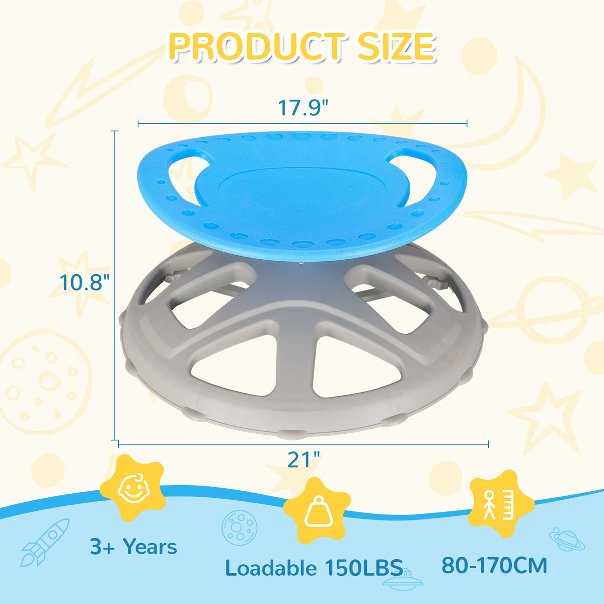 Arlopu Kids Sensory Spinning Chair, Sensory Swivel Chair for Autistic & ADHD Children for Body Coordination