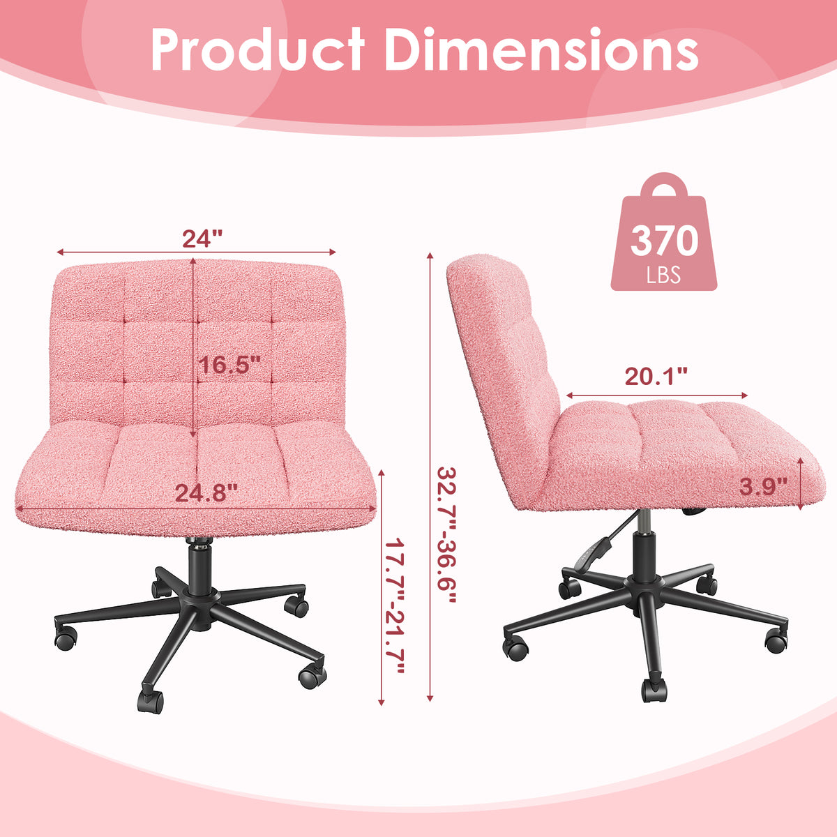 Arlopu Criss Cross Legged Chair with Wheels, Swivel Home Office Chair with Comfy Wide Cushion, Adjustable Height