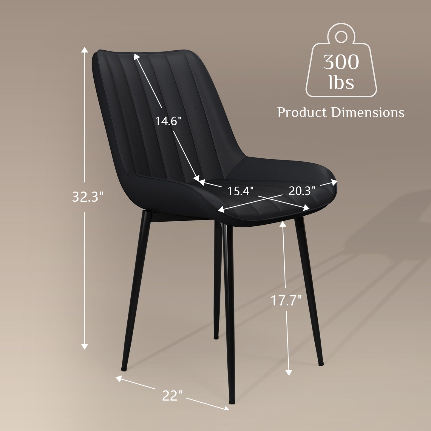 Arlopu Upholstered Dining Chairs Set of 2, PU Leather, Modern Dining Chairs with Thick Cushions & Metal Legs for Kitchen/Living Room