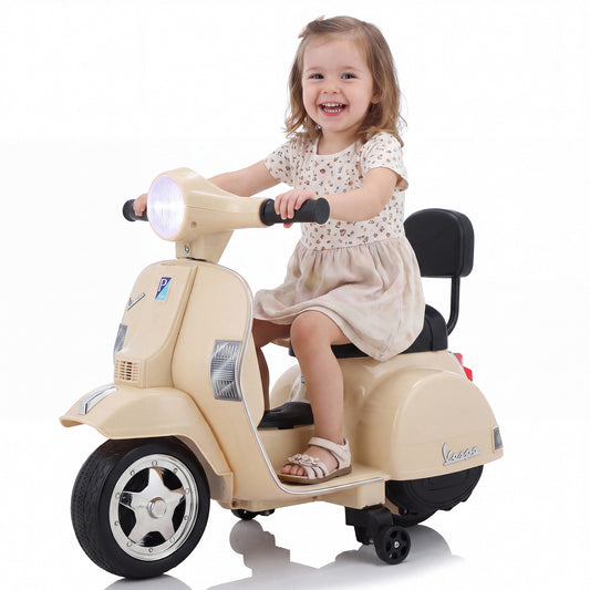 Arlopu 6V Licensed Vespa Kids Motorcycle, Battery Ride on Toy for Ages 3+, Pink