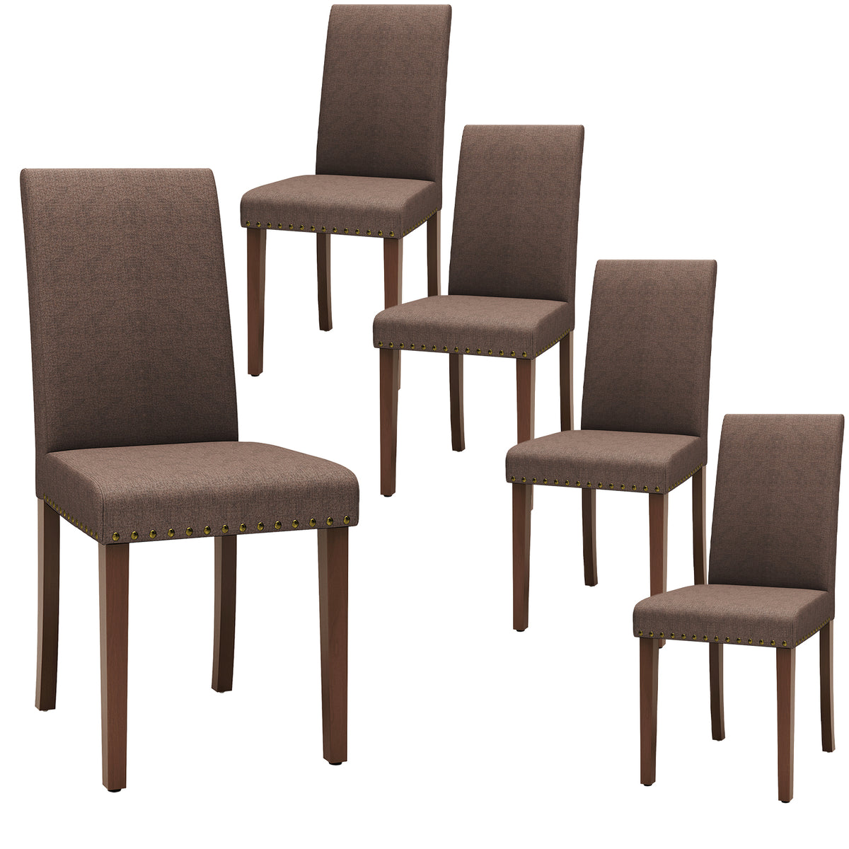 Arlopu Dining Chairs Set of 2, Upholstered Parsons Dining Chairs with Nailhead Trim, Solid Wood Legs & Padded Seat, Side Chair for Kitchen, Dining Room, Living Room
