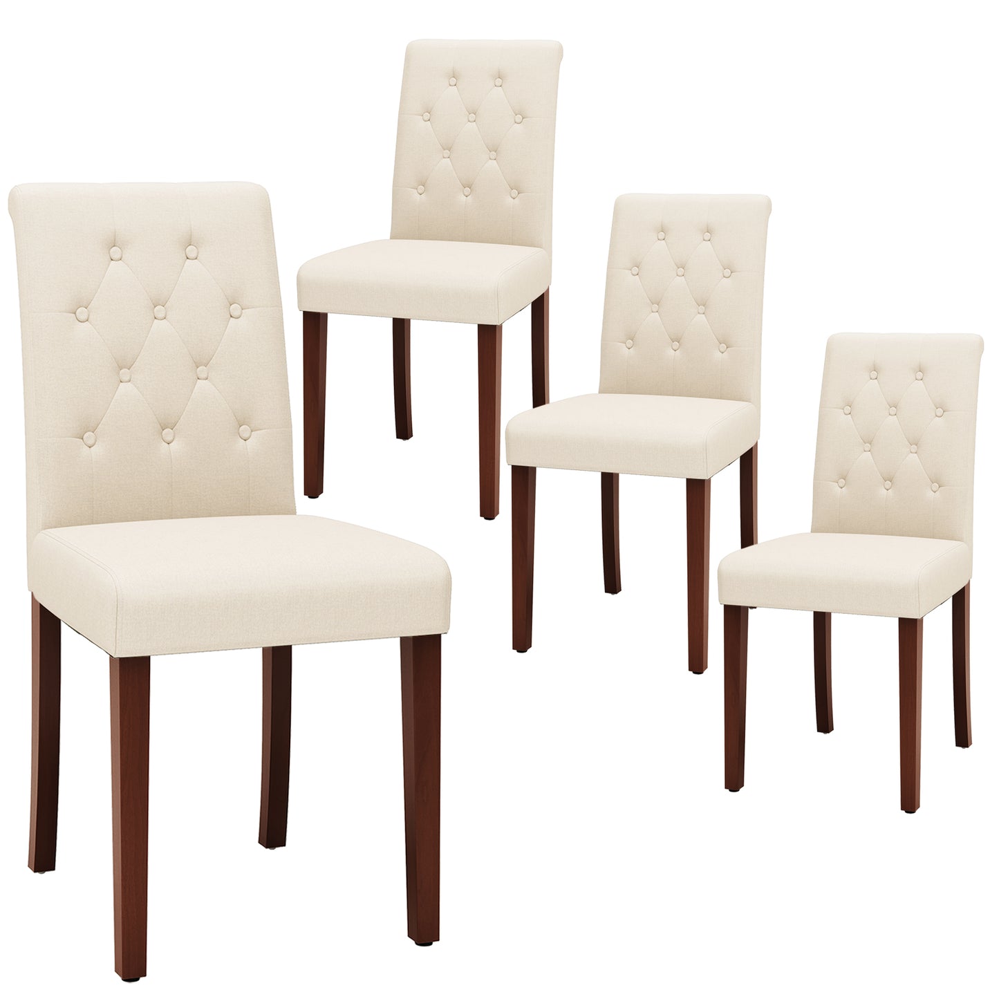 Arlopu Upholstered Dining Chairs Set of 2, Button Tufted Dining Chairs, Solid Wood Legs, Modern Armless Side Chairs for Dining Room & Kitchen