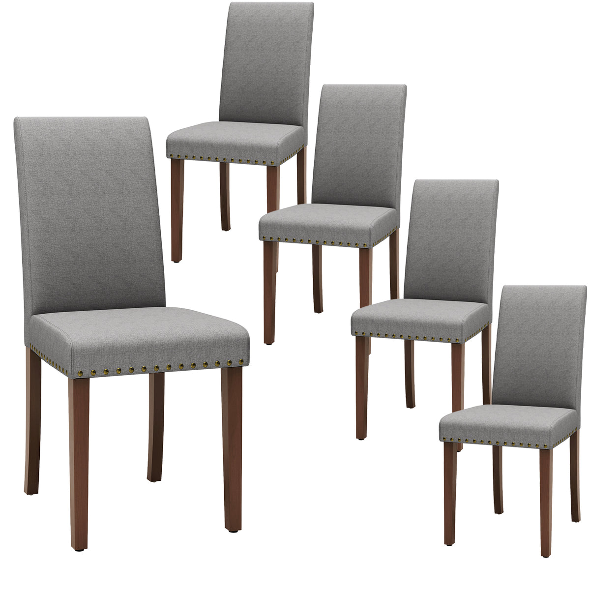 Arlopu Dining Chairs Set of 2, Upholstered Parsons Dining Chairs with Nailhead Trim, Solid Wood Legs & Padded Seat, Side Chair for Kitchen, Dining Room, Living Room