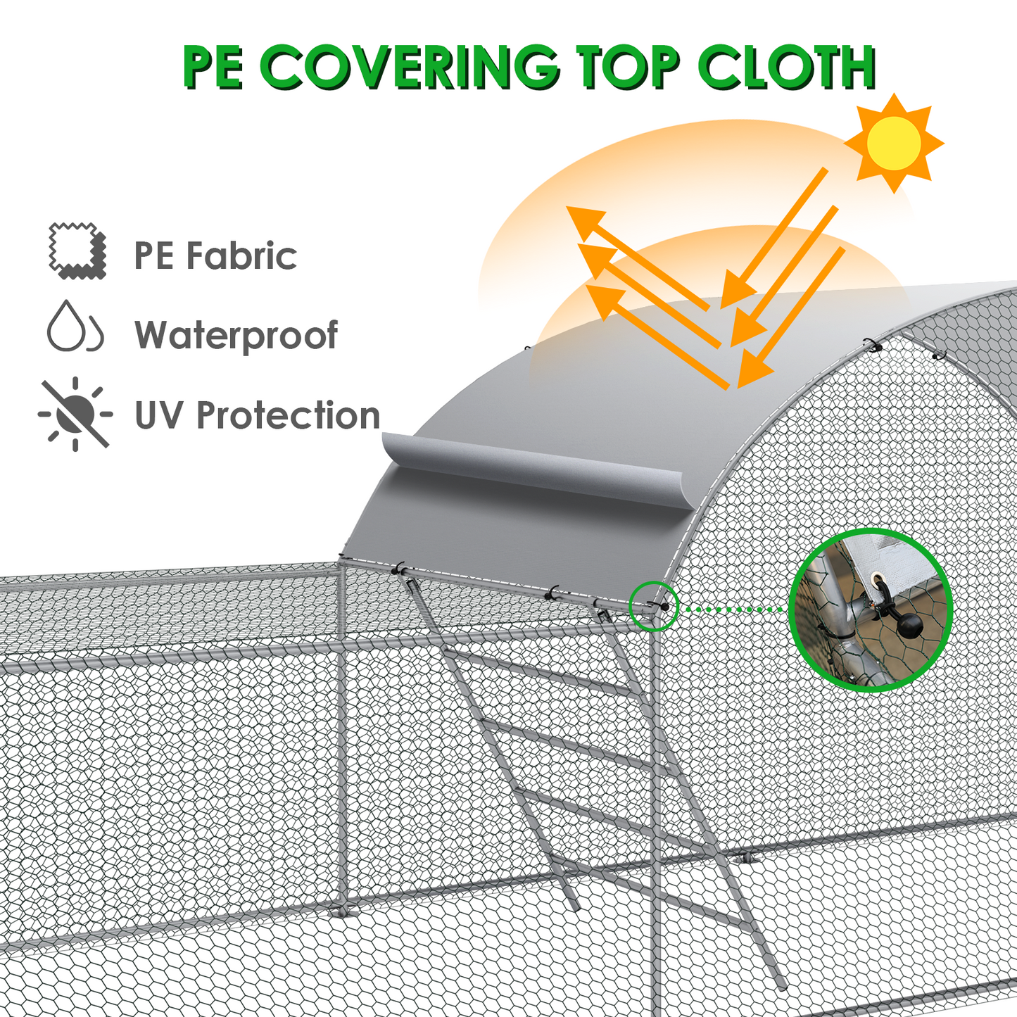 Arlopu 23x6.6ftx6.6ft Large Metal Chicken Coop Walk in Poultry Cage Chicken Run House Rabbits Habitat Cage with Waterproof Cover