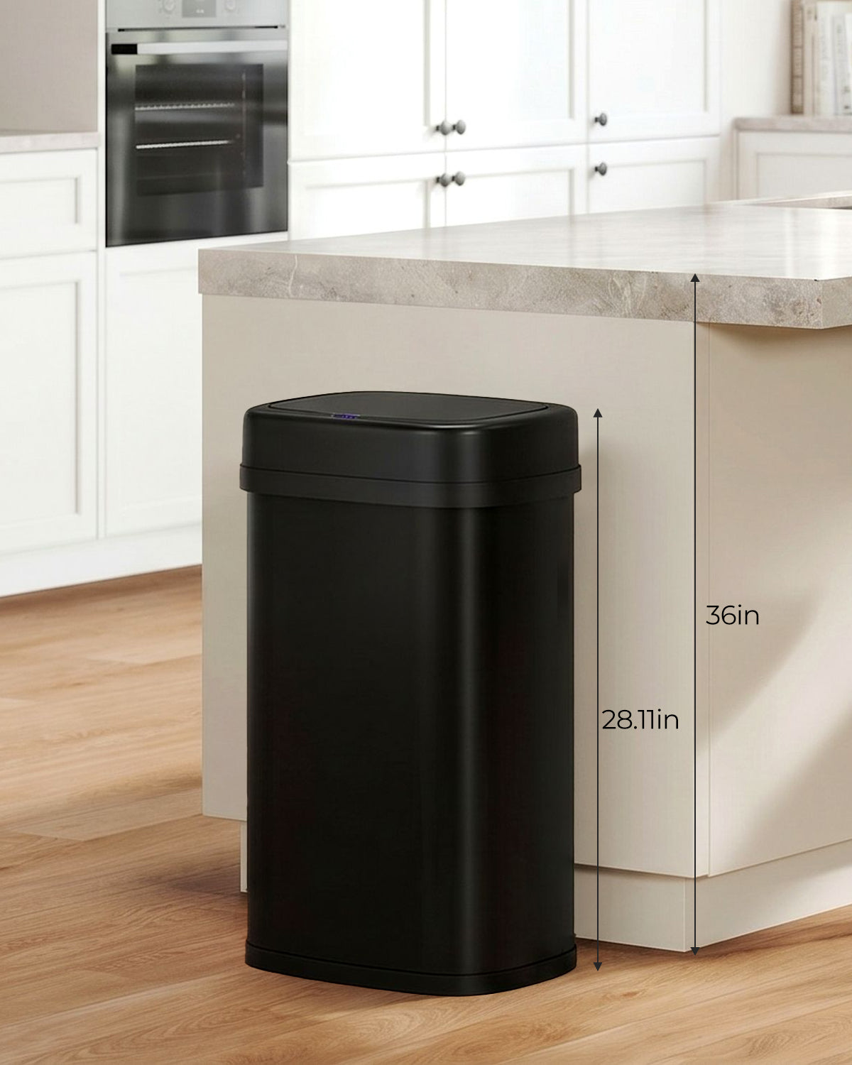 Arlopu Automatic Kitchen Trash Can, 13.2/15.6/18.5 Gallon Stainless Steel Trash Can, Motion Sensor Hands free Soft Close Lid Garbage Bin, Silver