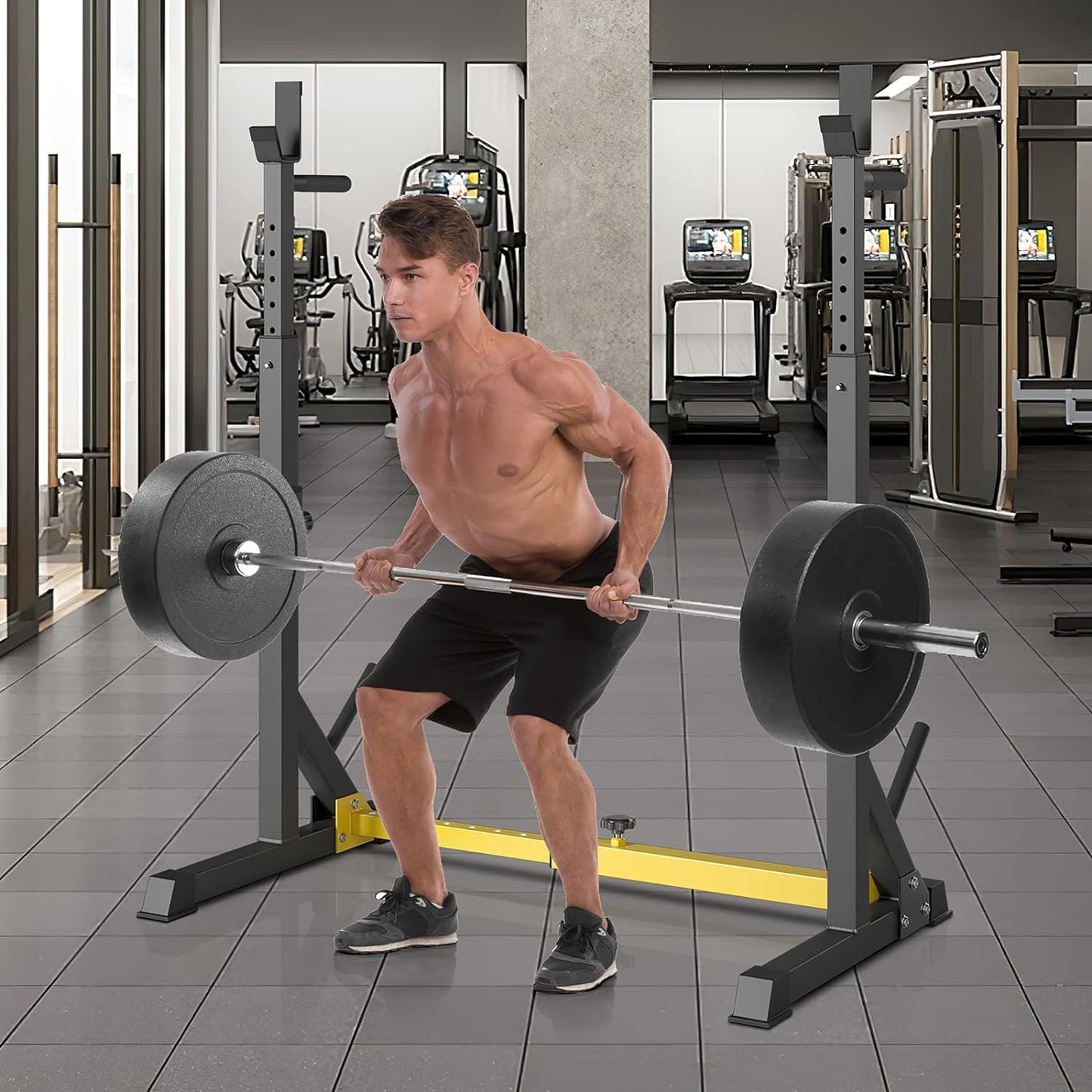 Arlopu Squat Rack Stand Adjustable Bench Press Rack Barbell Rack Stand for Home Gym Strength