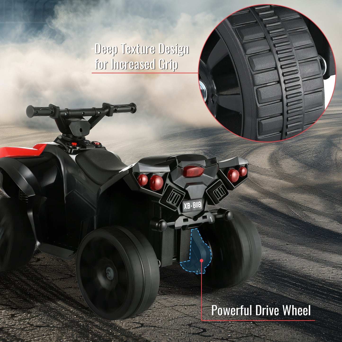 Arlopu 6V Kids Ride On ATV Electric 4-Wheeler Ride on Car with Music, Headlights, Pedal Accelerator