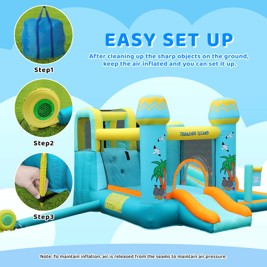 Arlopu Inflatable Bounce House for Kids with Blower, Children's Castle Bounce House with Water Slide, Bouncing Area & Splash Pool for Indoor Outdoor Use