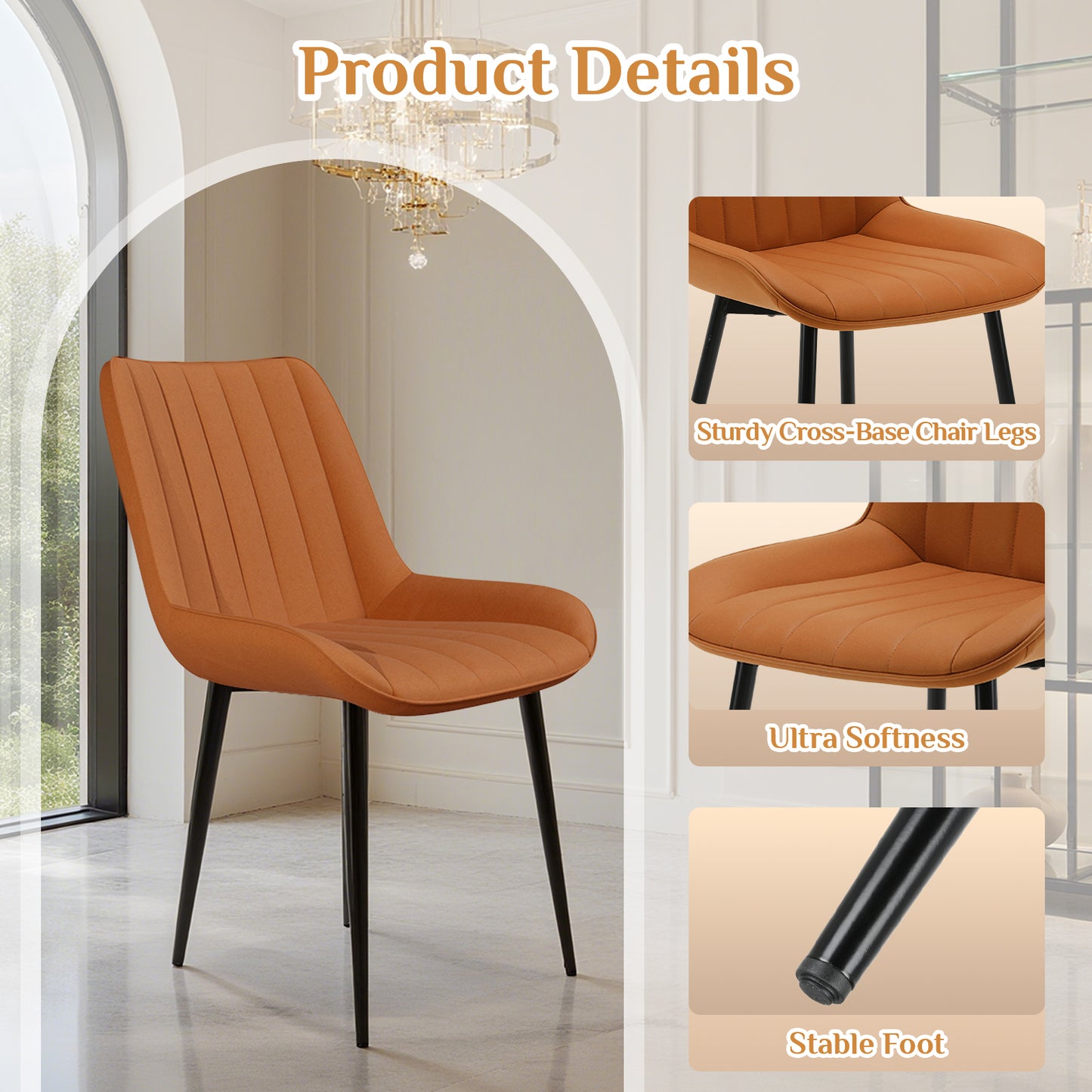 Arlopu Upholstered Dining Chairs Set of 4, Suede Faux Leather, Modern Kitchen Chairs for Dining Room/Living Room