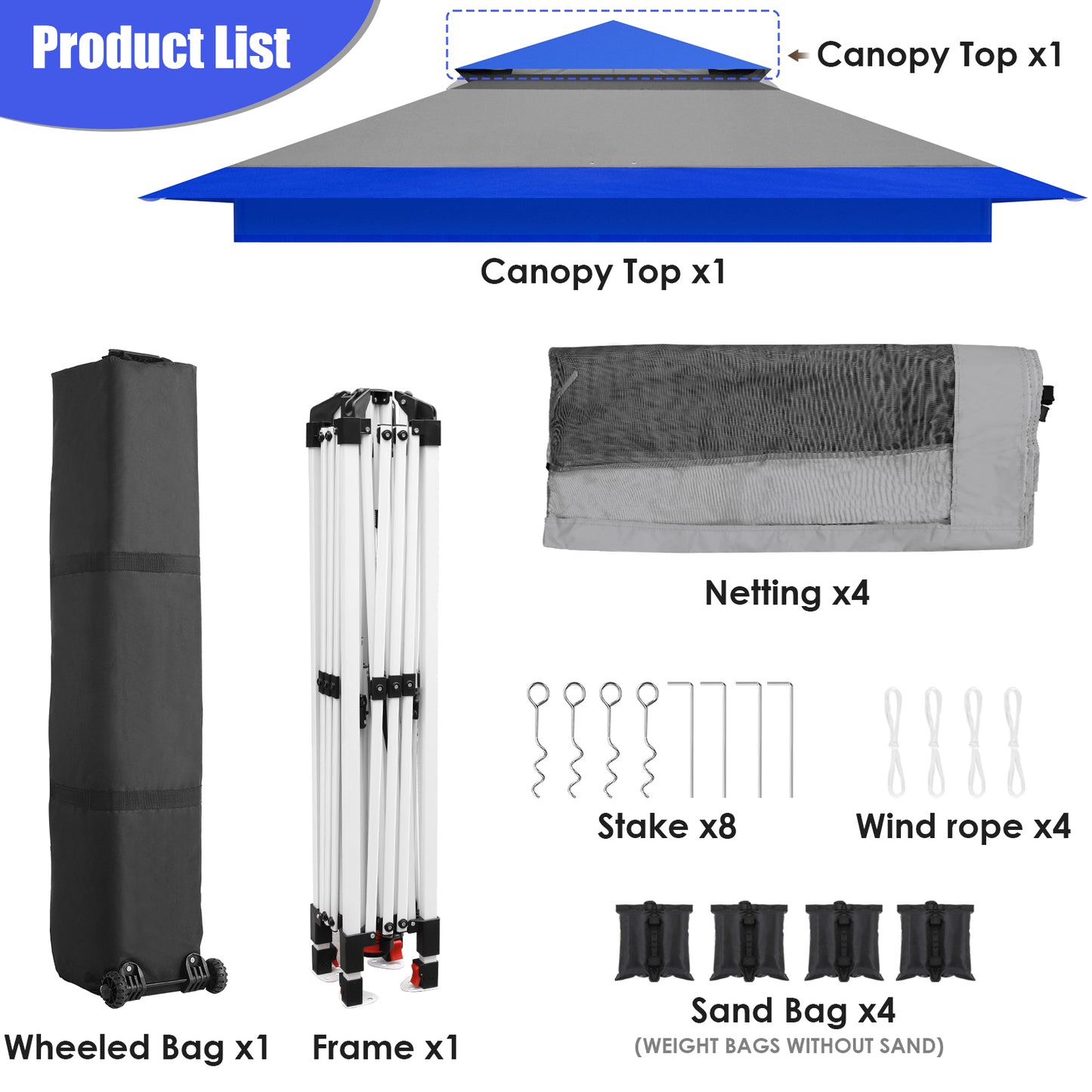 Arlopu 13' x 13' Pop up Gazebo Tent Outdoor Instant Canopy Tent Easy Set-up Folding Shelter with Netting