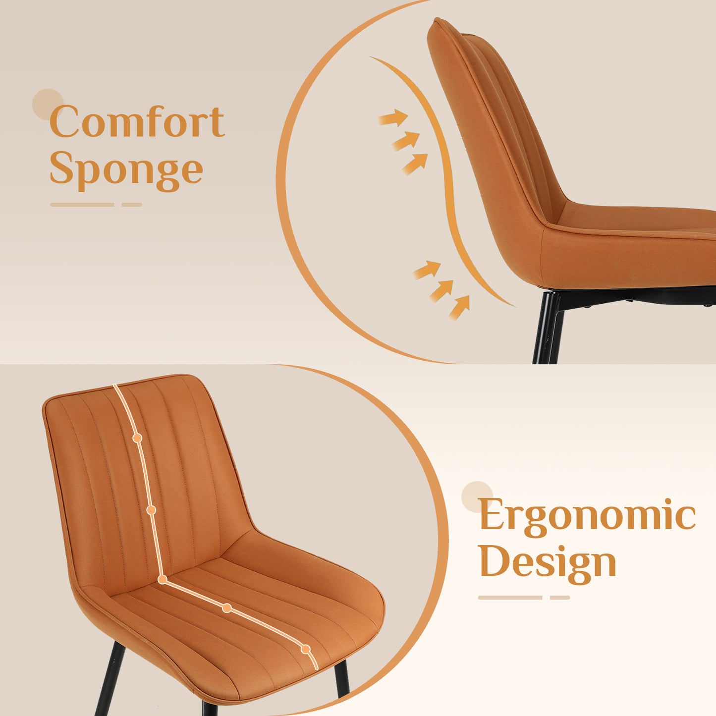 Arlopu Upholstered Dining Chairs Set of 4, Suede Faux Leather, Modern Kitchen Chairs for Dining Room/Living Room