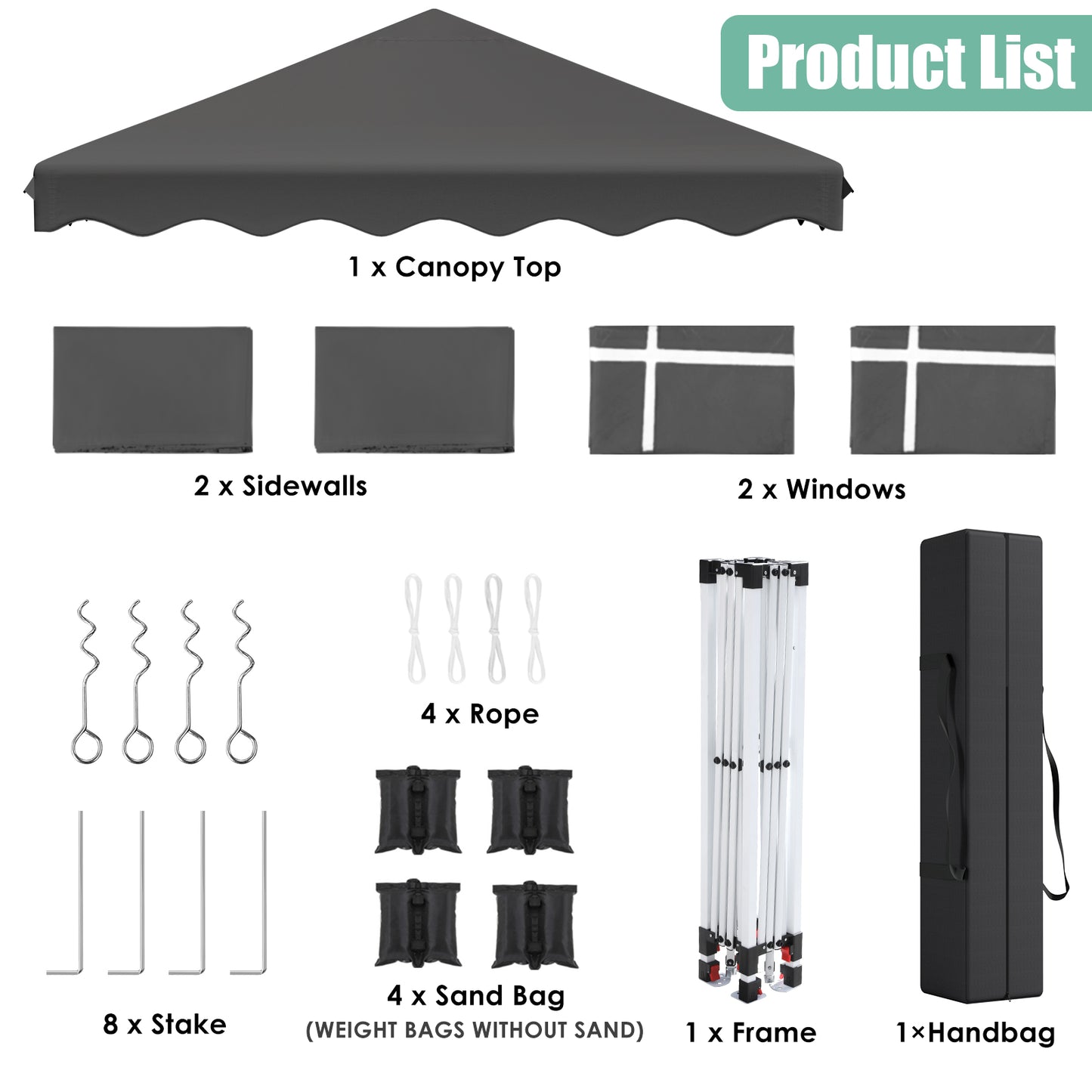 Arlopu 10'x10' Pop Up Canopy Tent with Sidewalls, Outdoor Instant Canopy Shelter Tent Gazebo with Carry Bag, Stakes, Ropes & Sandbags