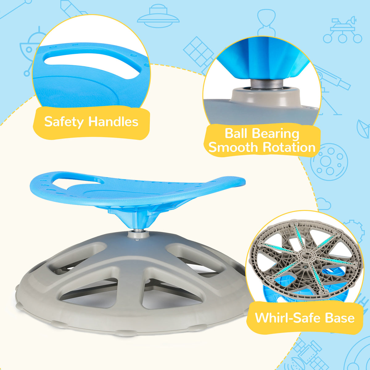 Arlopu Kids Sensory Spinning Chair, Sensory Swivel Chair for Autistic & ADHD Children for Body Coordination