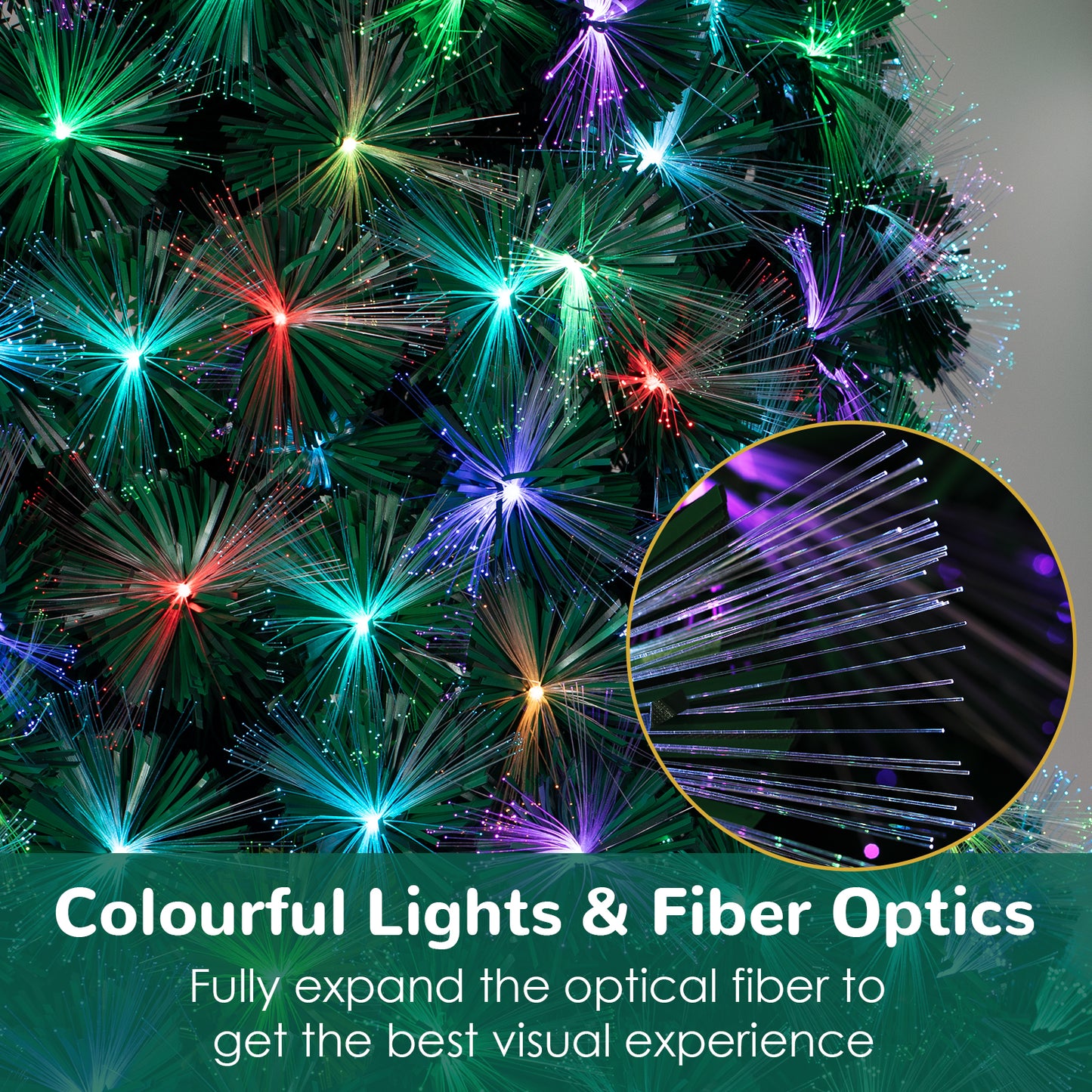 Arlopu 6/8/9/10FT Pre-lit Optical Fiber Christmas Tree, PVC Artificial Xmas Tree for Home Holiday Decor