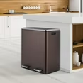 Arlopu 60L / 16 gal Dual Trash Can, Stainless Steel Kitchen Garbage Rubbish Bin with Soft Close Lid
