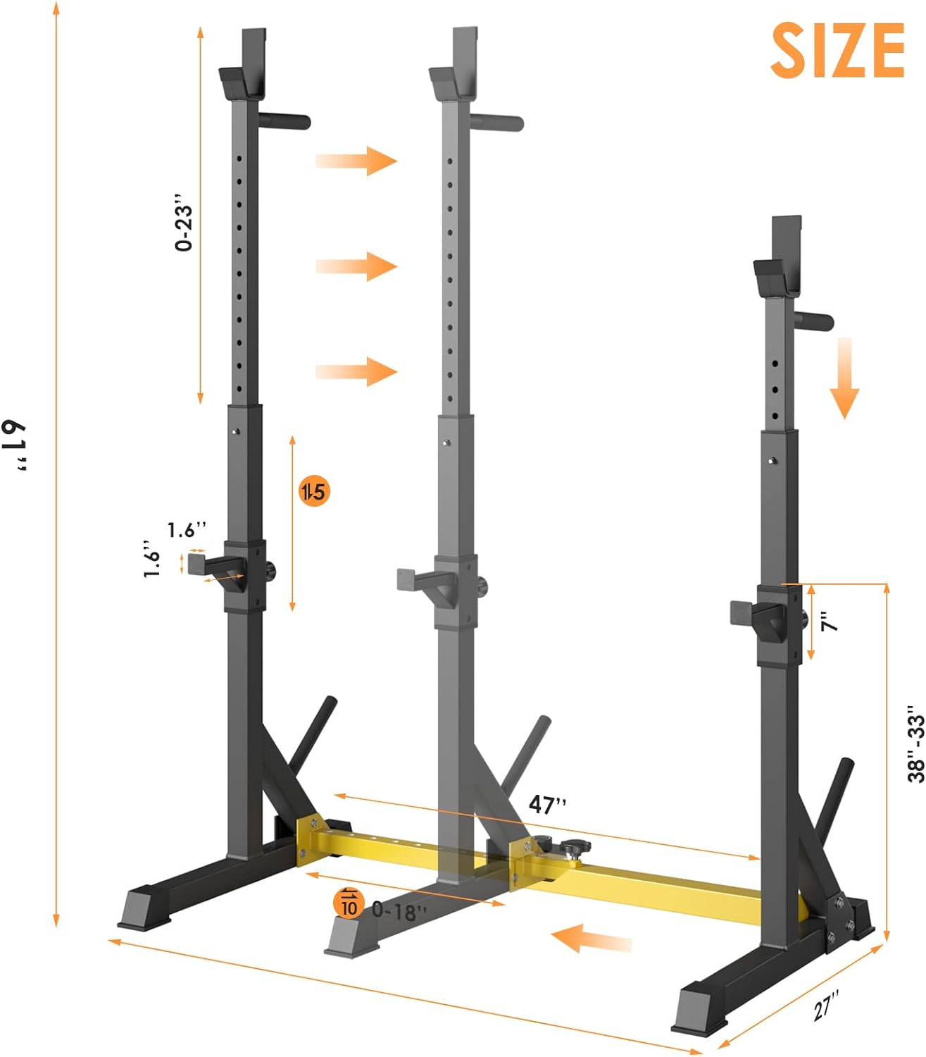 Arlopu Squat Rack Stand Adjustable Bench Press Rack Barbell Rack Stand for Home Gym Strength