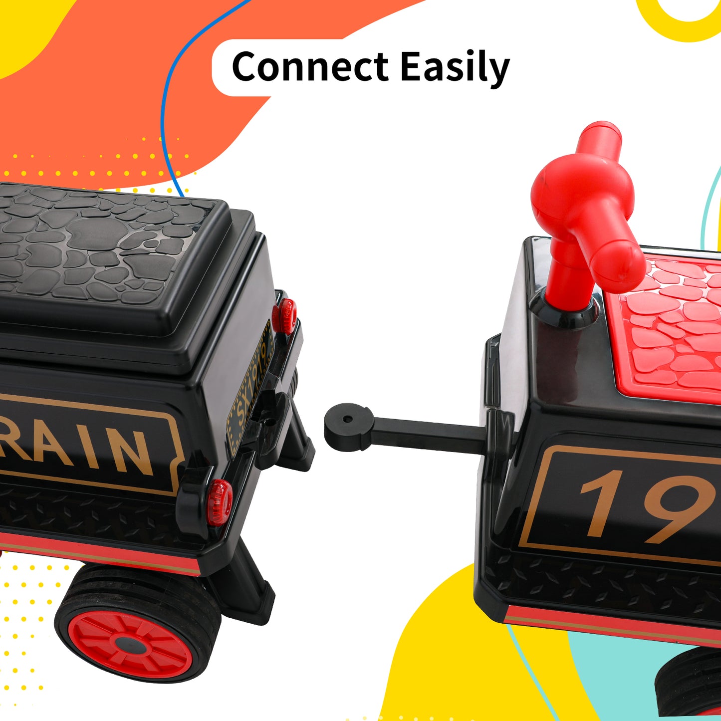 Arlopu Kids Ride On Train Carriage, Electric Train Carriage Accessory with Storage for Toddlers, Boys & Girls