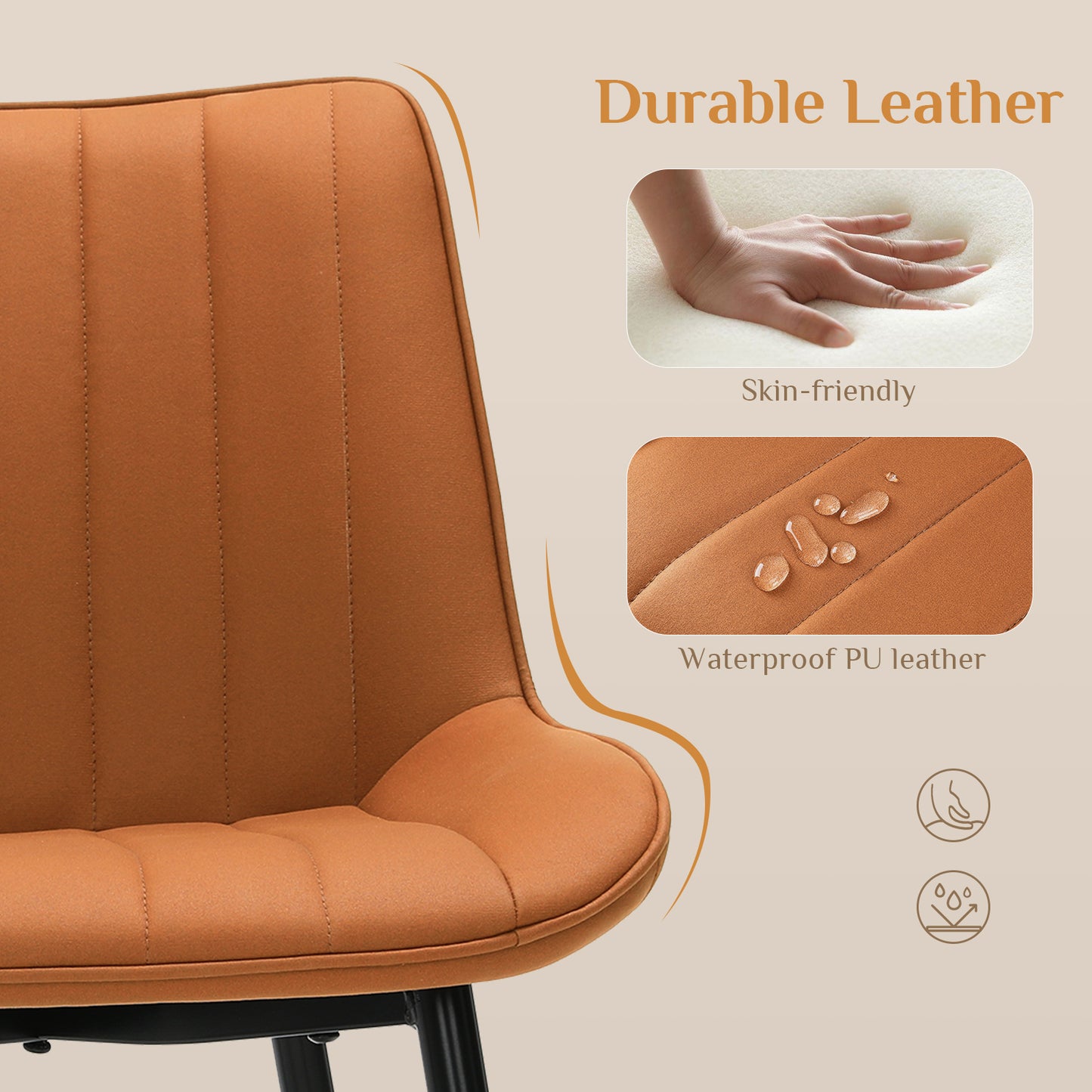 Arlopu Upholstered Dining Chairs Set of 4, Suede Faux Leather, Modern Kitchen Chairs for Dining Room/Living Room