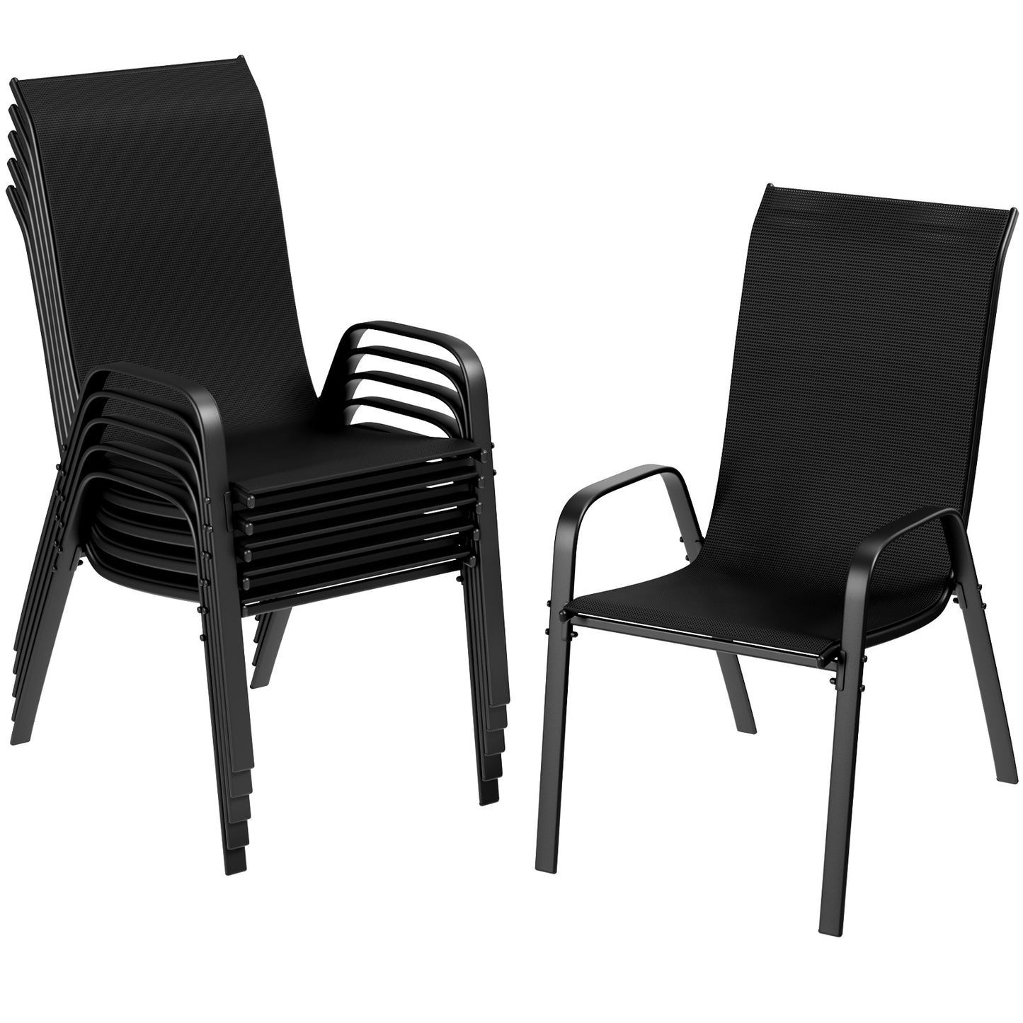 Arlopu Patio 6pcs Dining Chair Set, Outdoor Stackable Textilene Chairs for Garden and Poolside