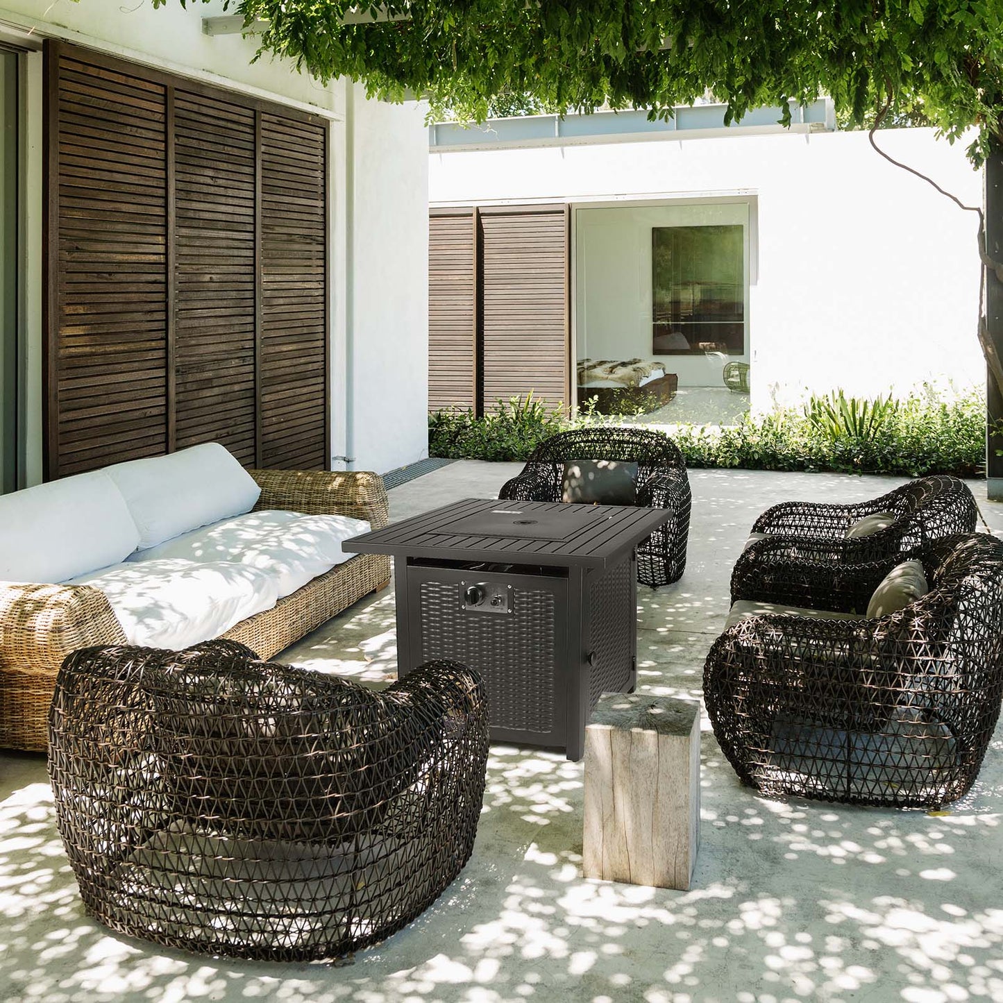 Arlopu 30in Propane Fire Pit Table, 50,000 BTU Outdoor Gas Fire Pit with Lid