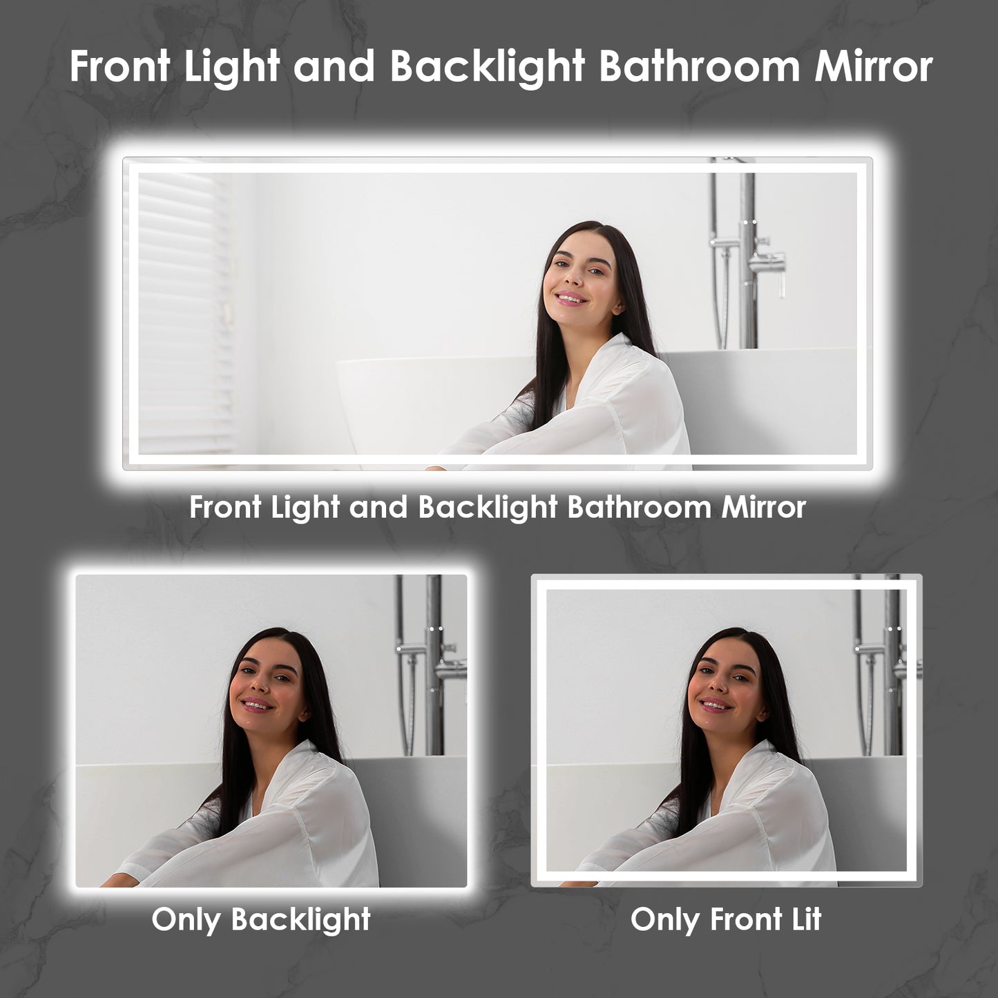 Arlopu Bathroom LED Mirror, LED Vanity Mirror for Bathroom with Lights, Anti Fog, Wall Mounted (Horizontal/Vertical)