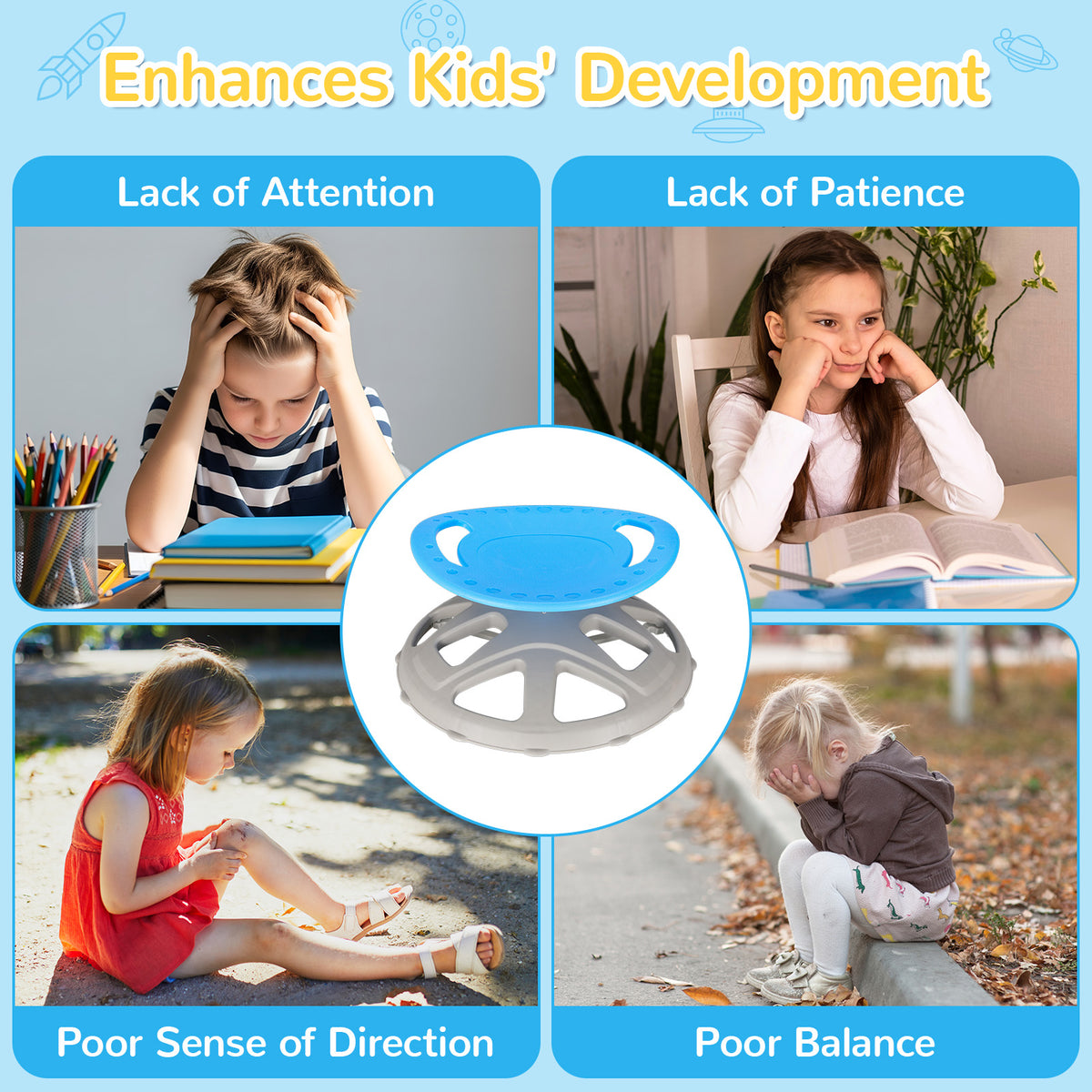Arlopu Kids Sensory Spinning Chair, Sensory Swivel Chair for Autistic & ADHD Children for Body Coordination