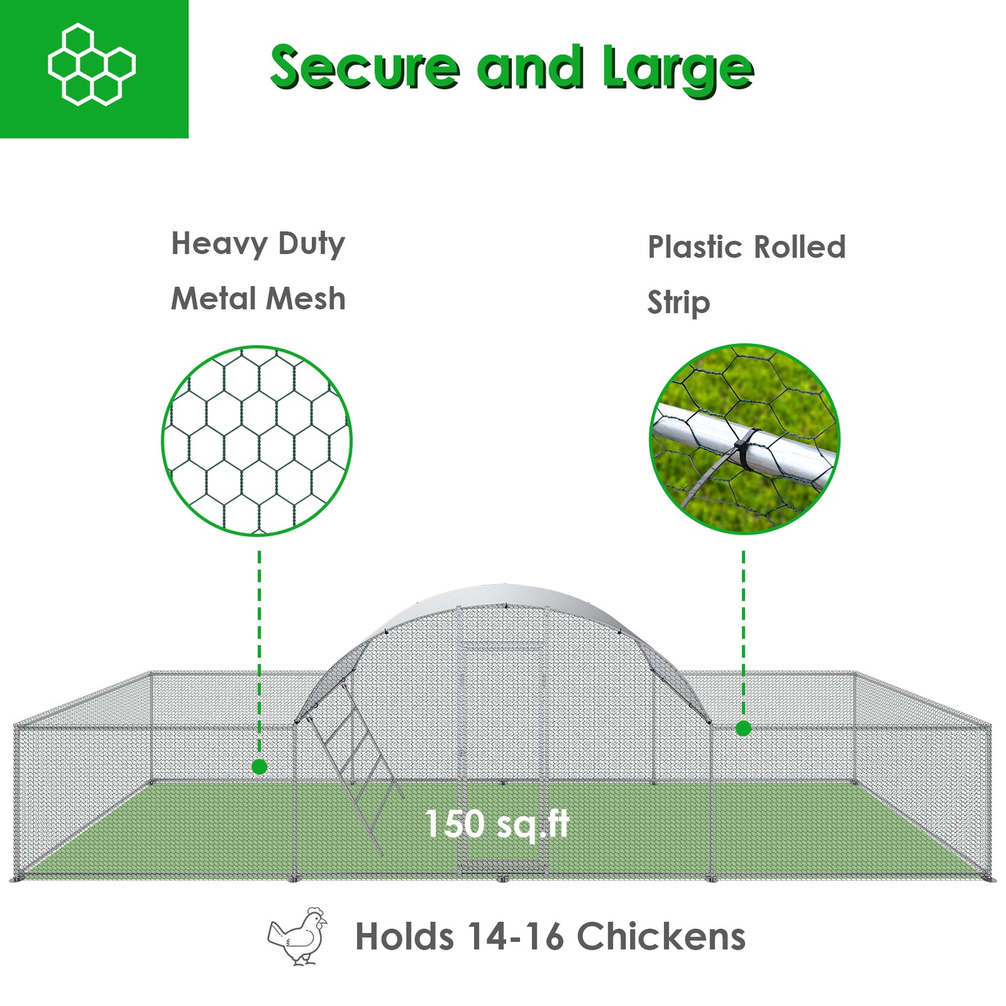 Arlopu 23x6.6ftx6.6ft Large Metal Chicken Coop Walk in Poultry Cage Chicken Run House Rabbits Habitat Cage with Waterproof Cover