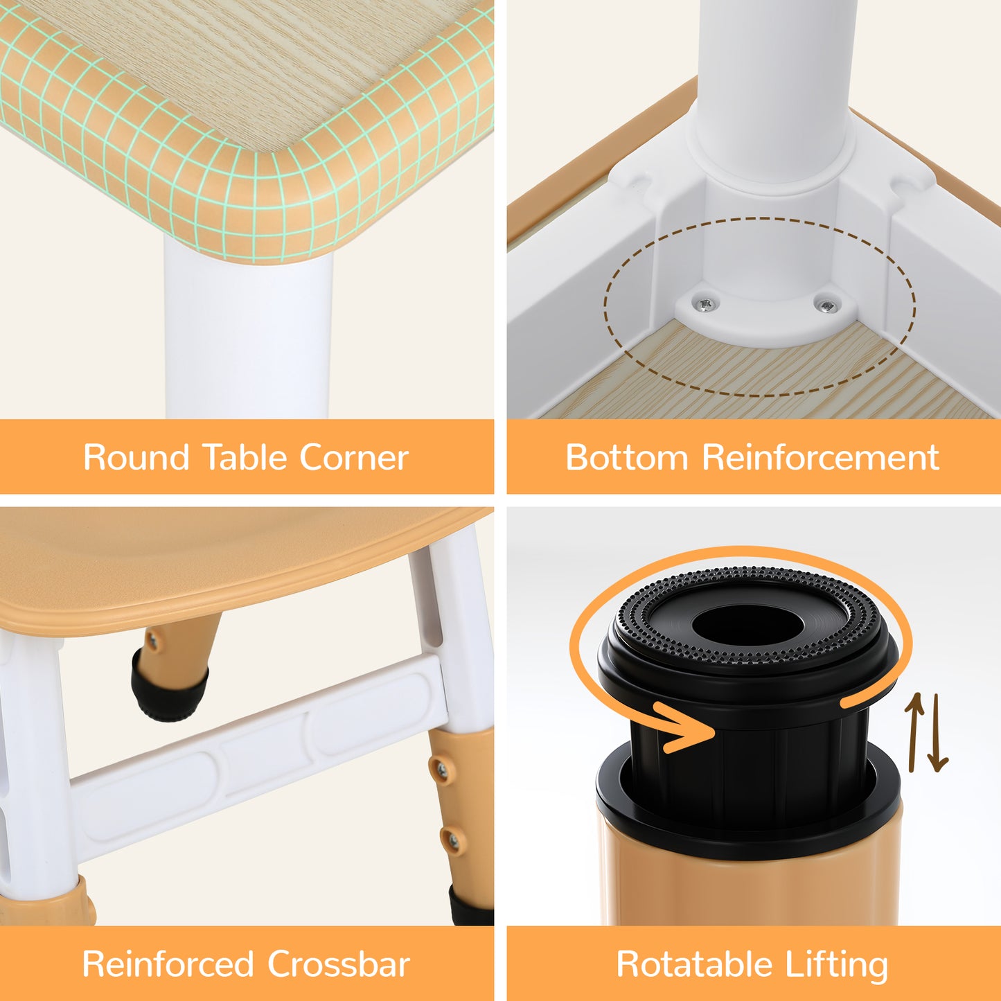 Arlopu Kids Table and 2 Chairs Set, Height-Adjustable Toddler Table and Chairs Set with Graffiti Desktop, 31.5"L x 23.6"W Children Activity Table for Daycare/Classroom/Home