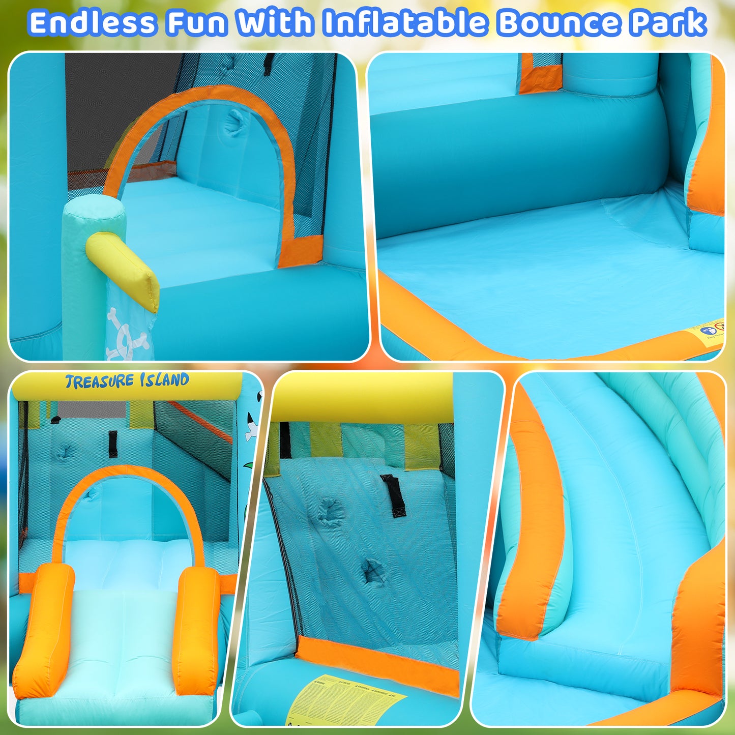 Arlopu Inflatable Bounce House for Kids with Blower, Children's Castle Bounce House with Water Slide, Bouncing Area & Splash Pool for Indoor Outdoor Use