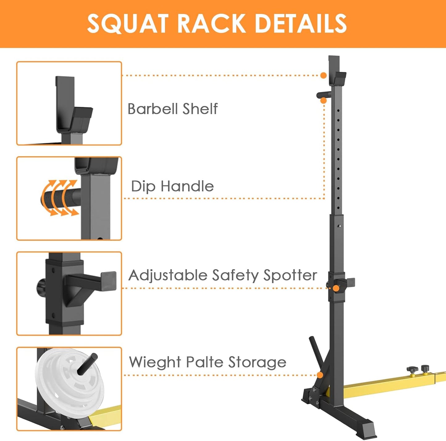 Arlopu Squat Rack Stand Adjustable Bench Press Rack Barbell Rack Stand for Home Gym Strength