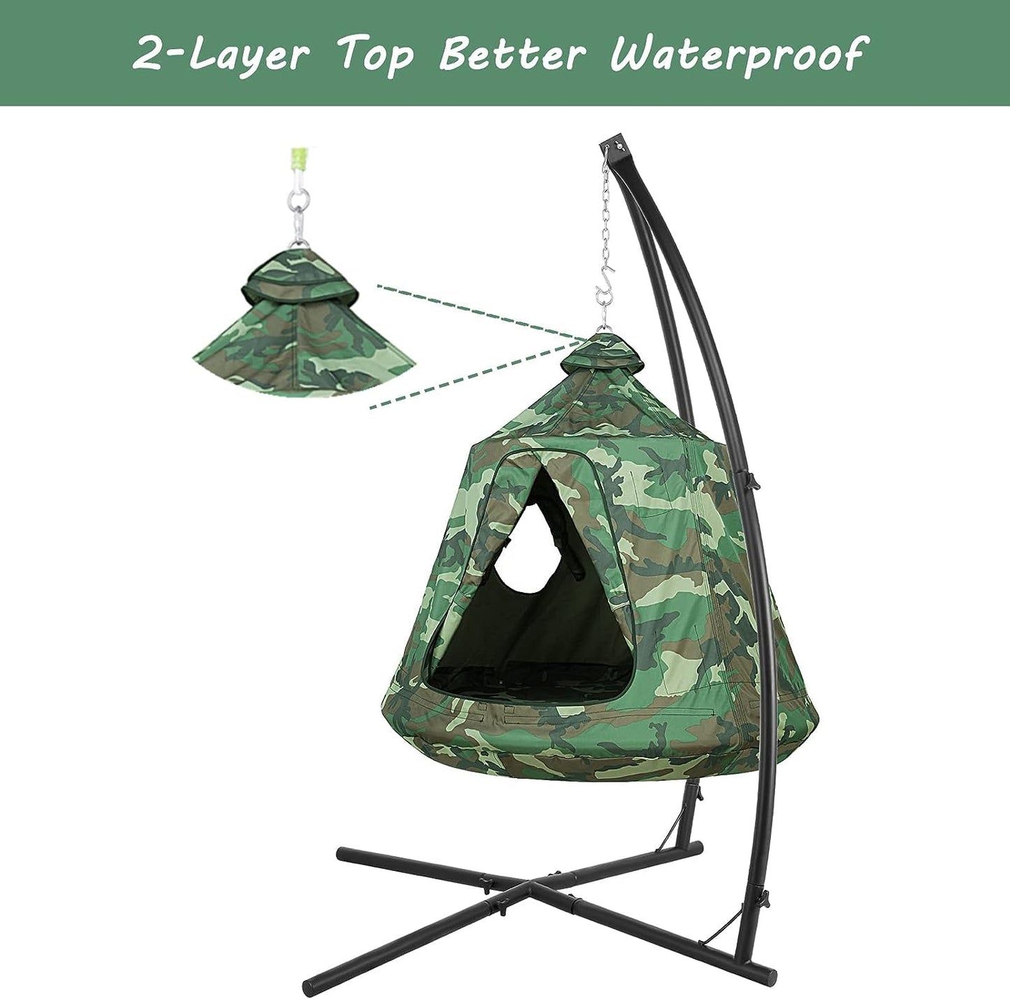 Arlopu X-Shaped Hammock Chair Stand with Hanging Tree Tent for Kids, Swing Tree Tent with Steel Stand for Indoor Outdoor Use