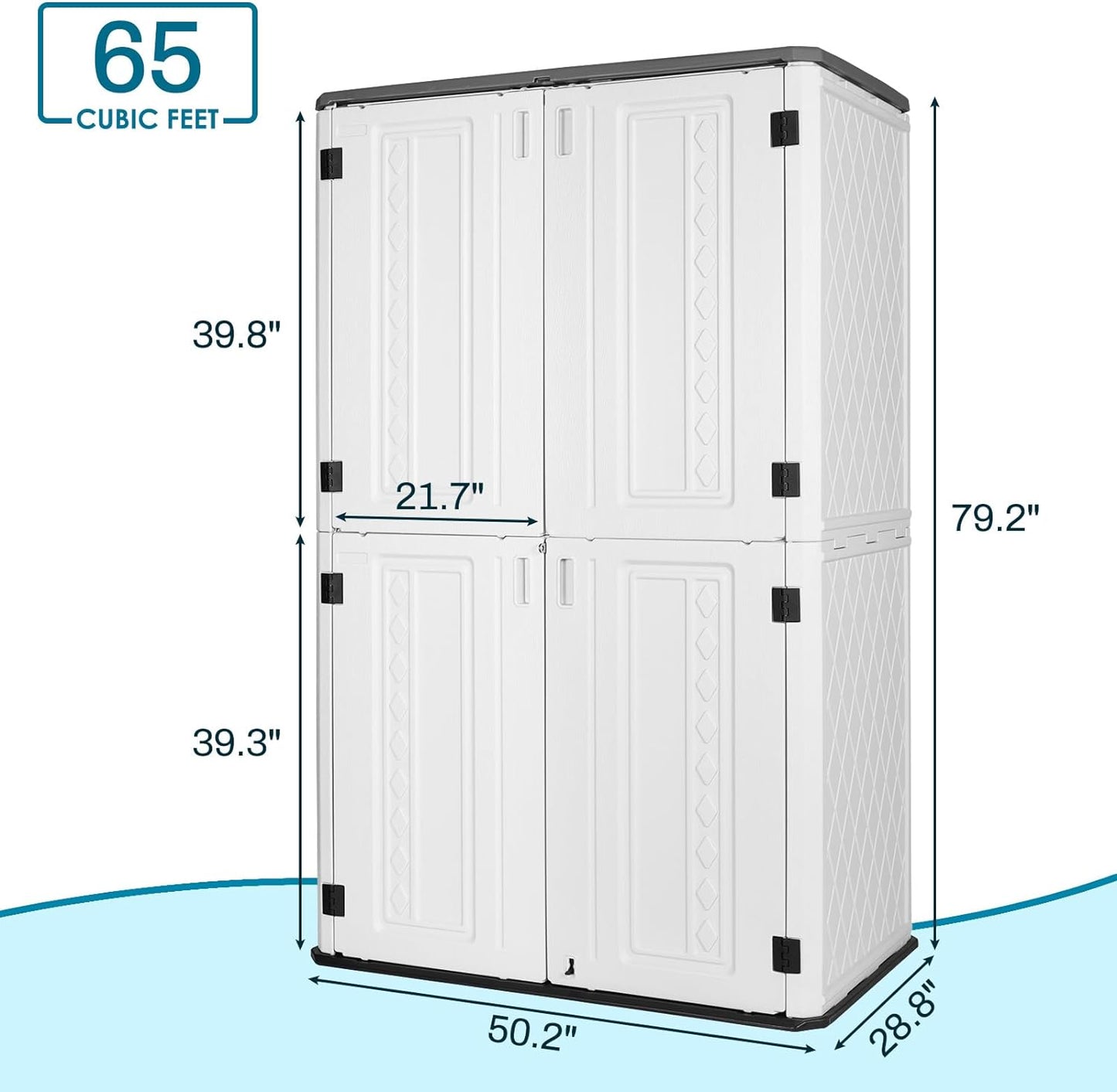 Arlopu 66 Cu.ft Outdoor Vertical Storage Shed, 6*3.8 ft Thick HDPE Resin Storage Cabinet, All Weather Lockable Storage Cabinet, Double-Layer Waterproof Storage Box, for Garden, Backyard, Patio Tools