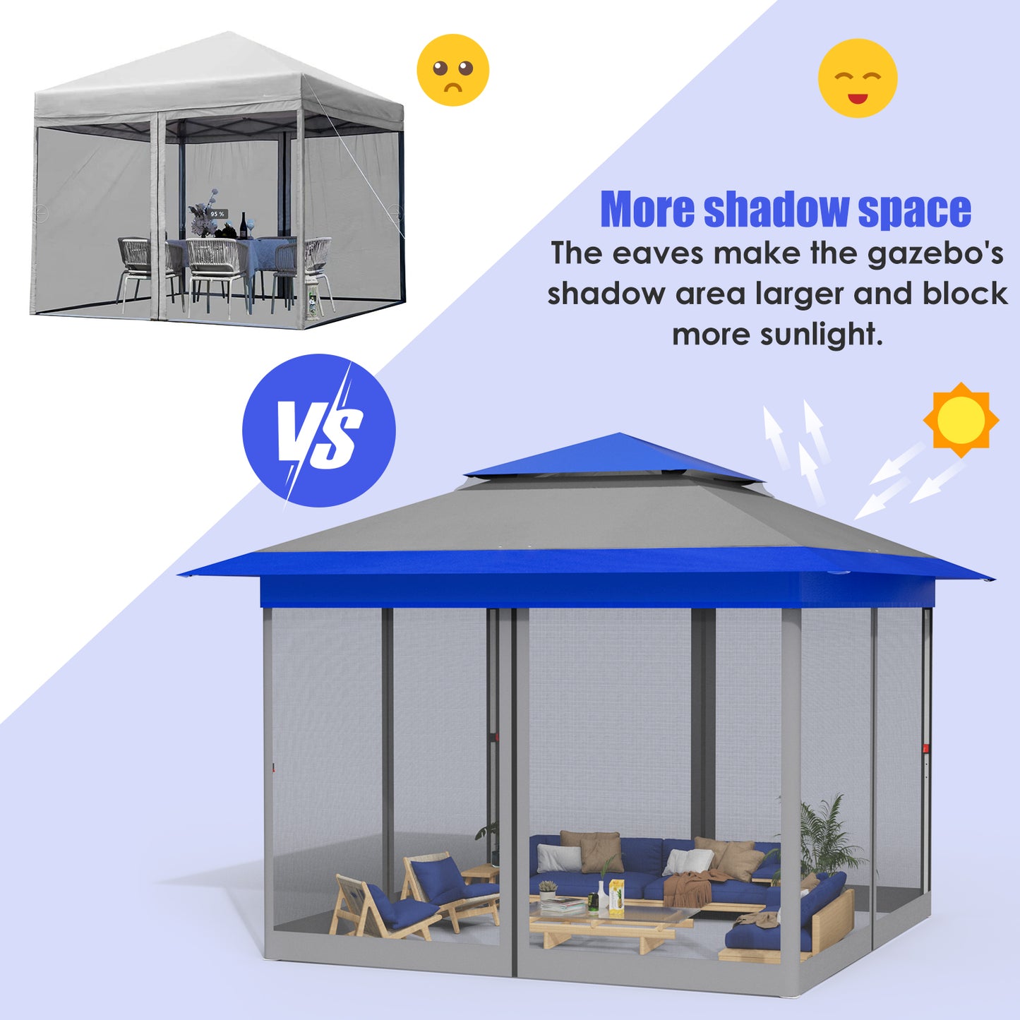 Arlopu 13' x 13' Pop up Gazebo Tent Outdoor Instant Canopy Tent Easy Set-up Folding Shelter with Netting