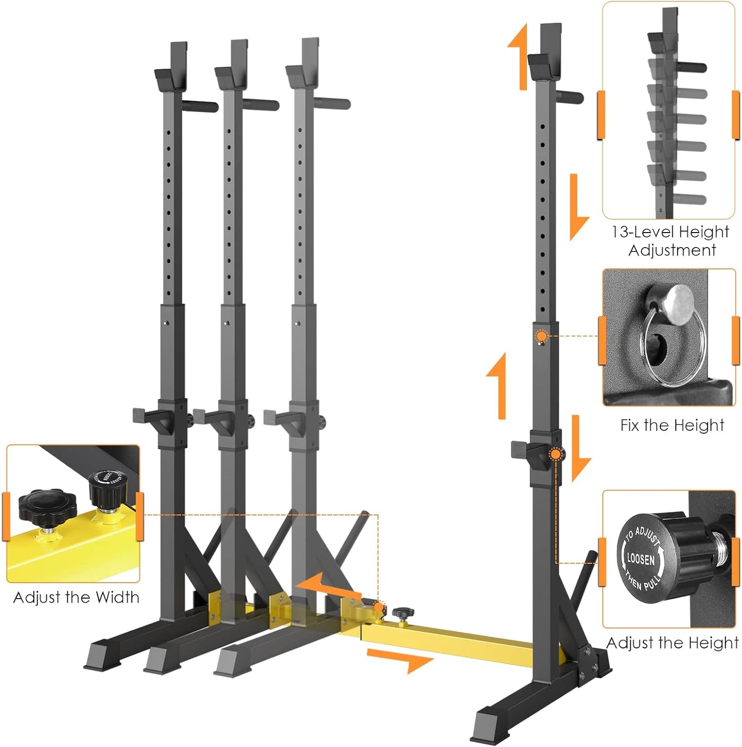 Arlopu Squat Rack Stand Adjustable Bench Press Rack Barbell Rack Stand for Home Gym Strength