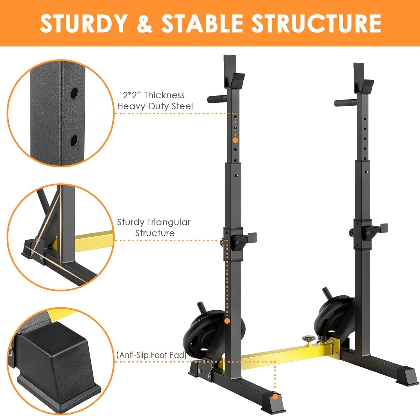 Arlopu Squat Rack Stand Adjustable Bench Press Rack Barbell Rack Stand for Home Gym Strength
