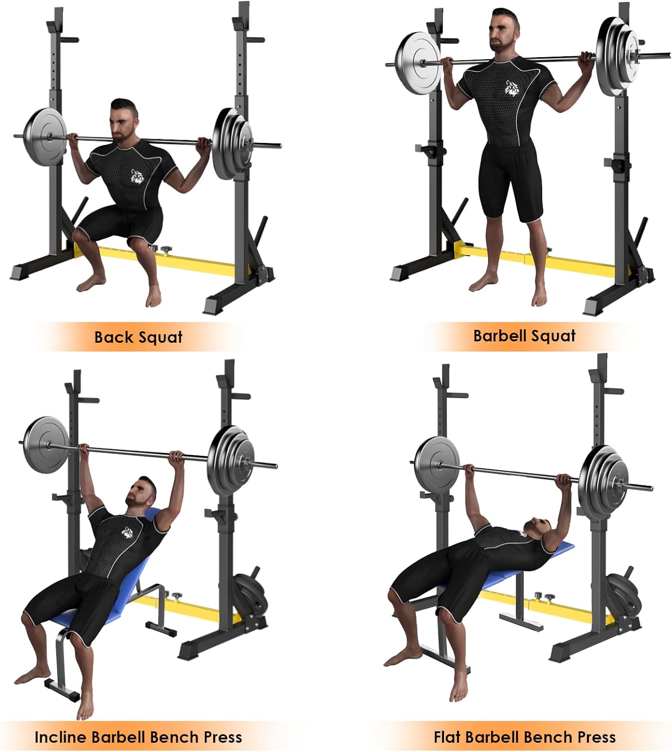 Arlopu Squat Rack Stand Adjustable Bench Press Rack Barbell Rack Stand for Home Gym Strength